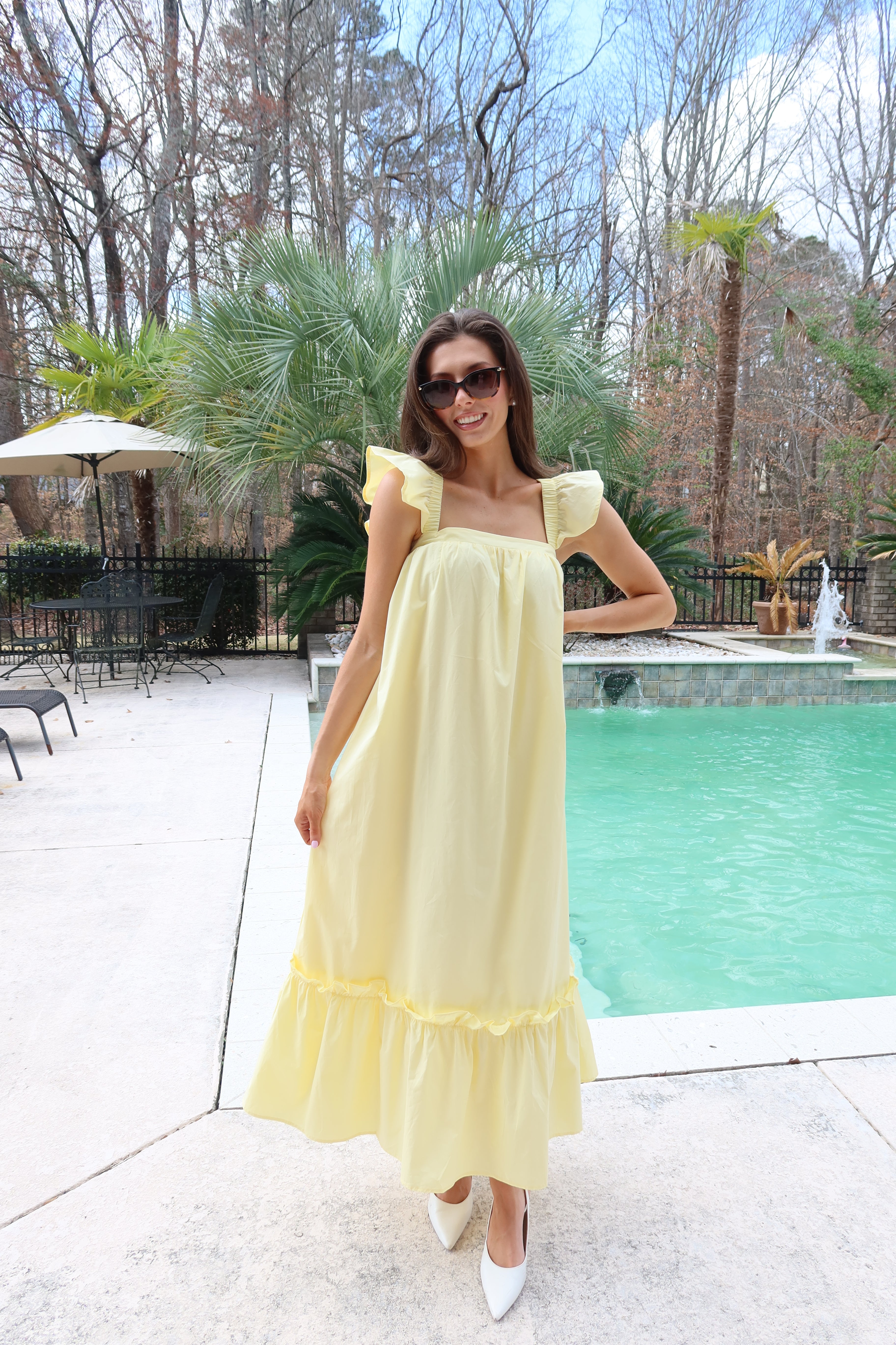 yellow satin dress long Simple v neck satin yellow long prom dress yellow evening dress – dresstby