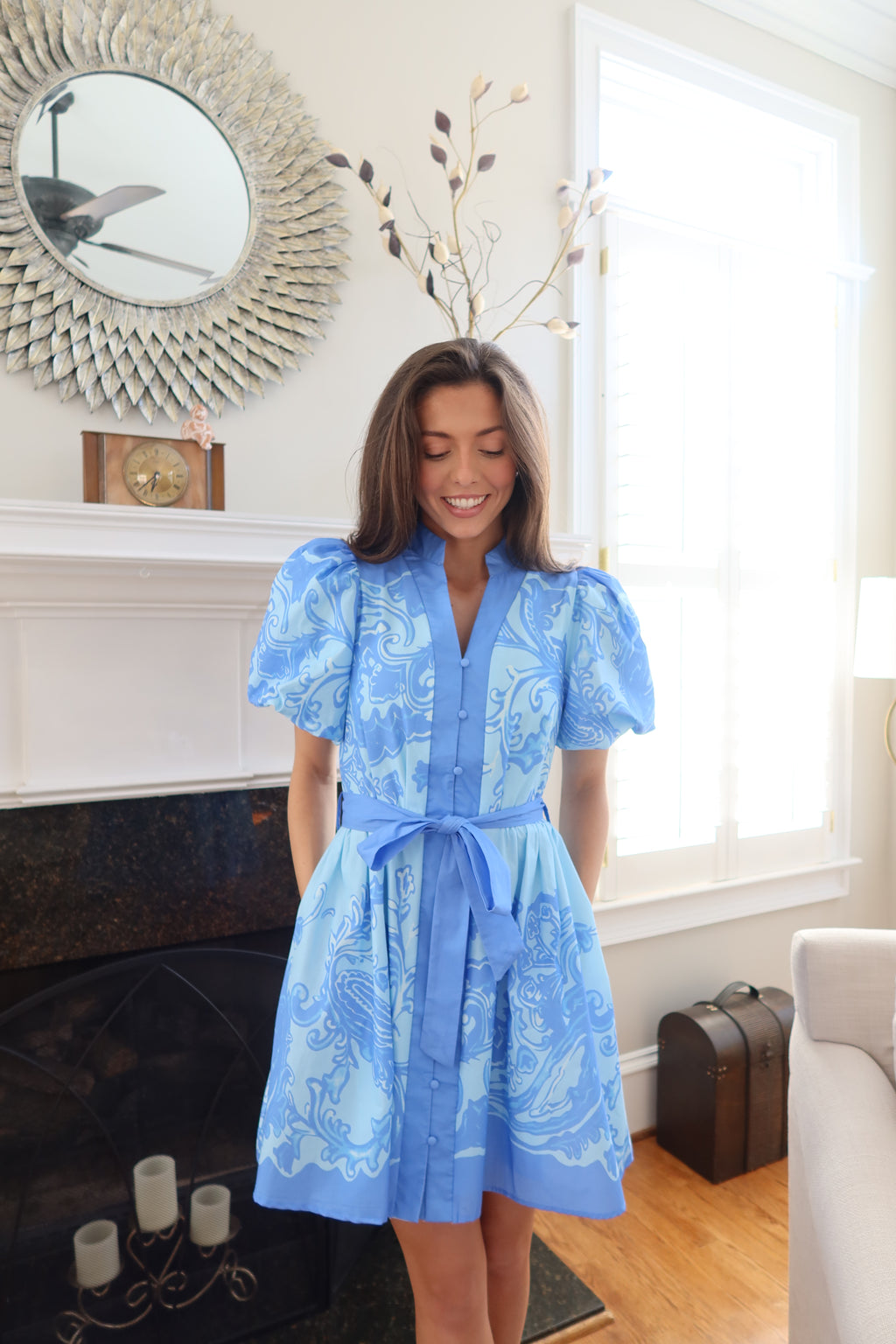 Mosiac Mini Dress- Blue