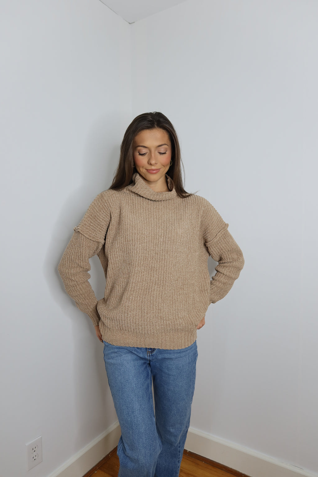 Sandy High Neck Sweater - Sand