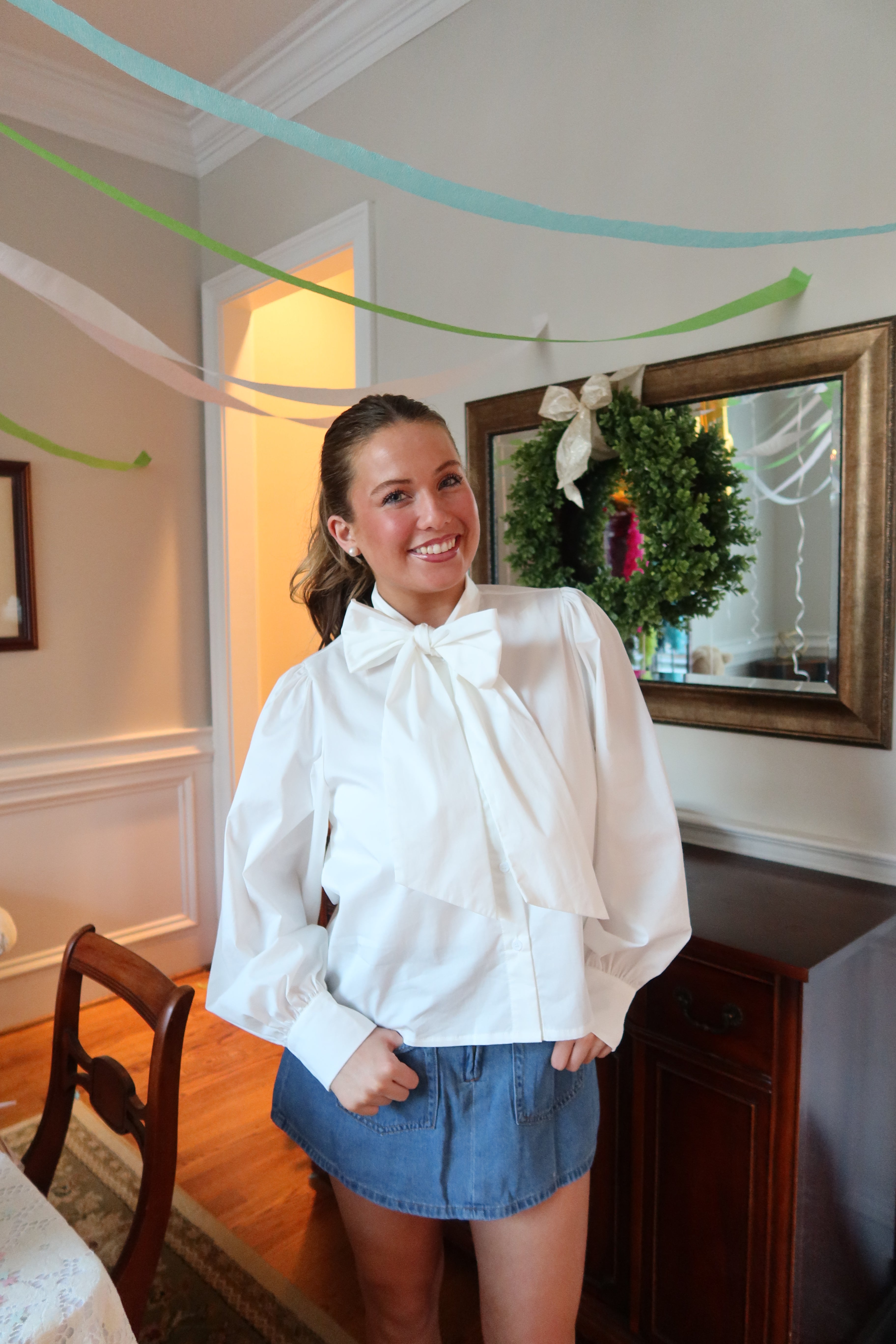 Bow Tie Blouse- White