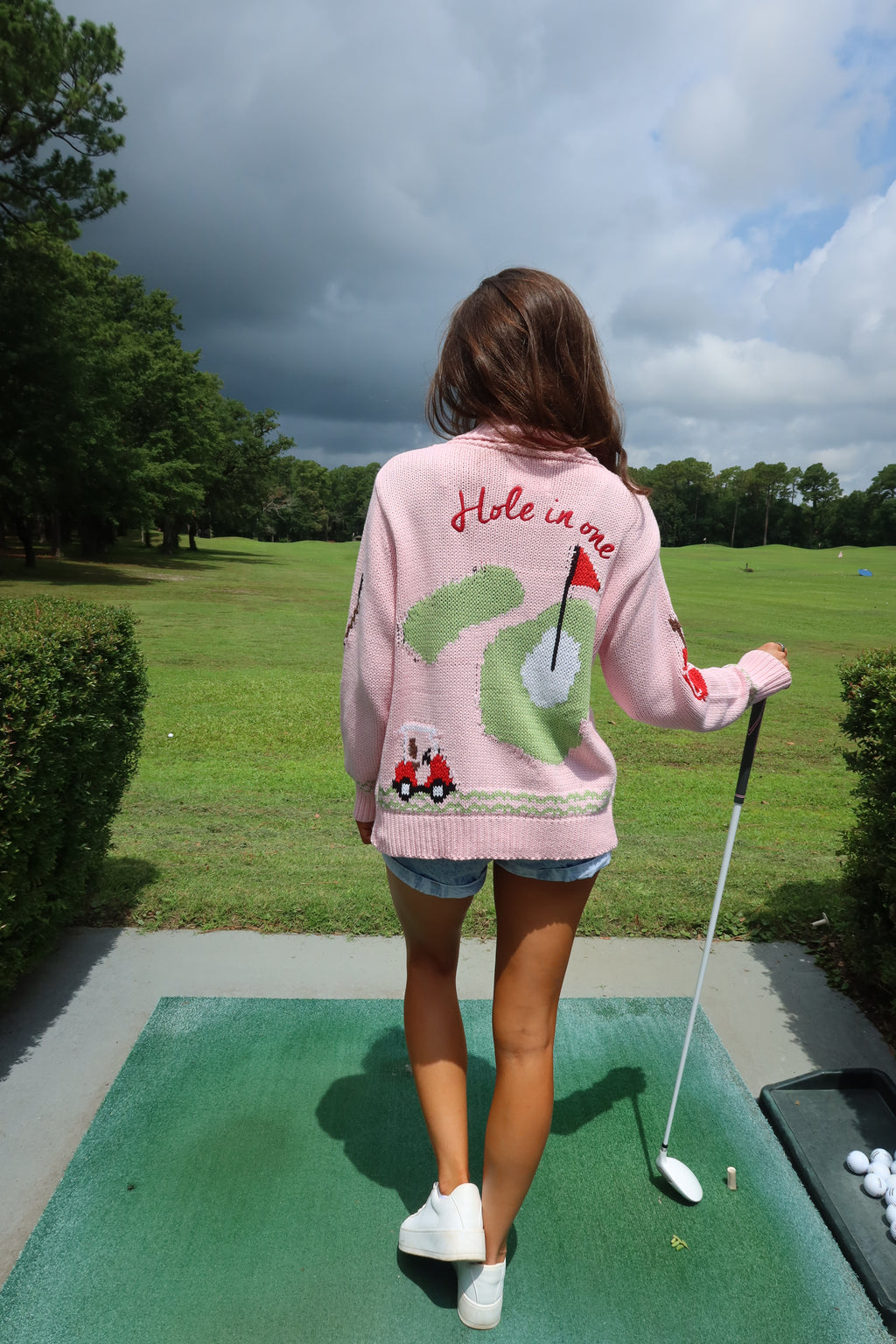 Hole in One Cardigan- Pink