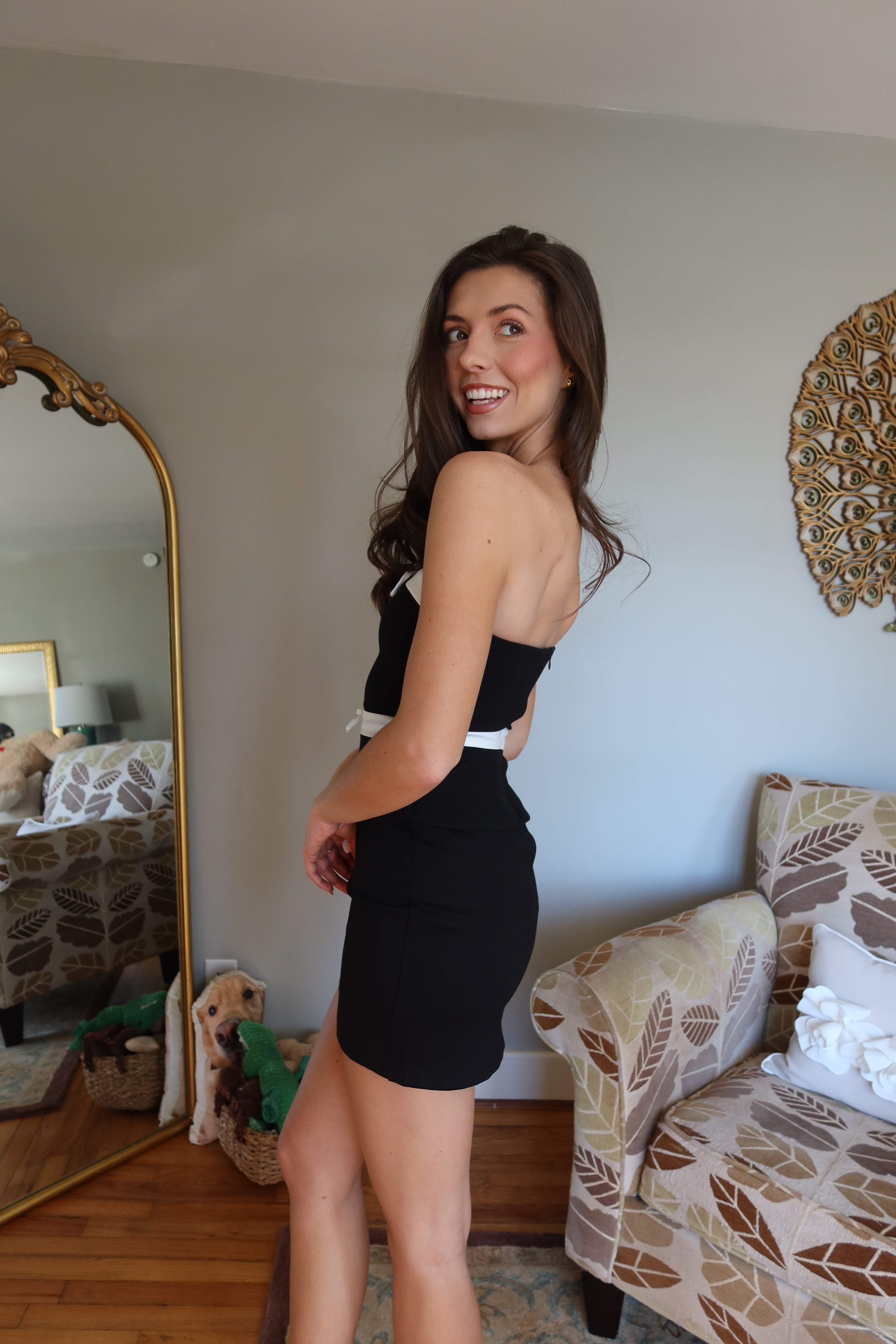 Coquette Bow Mini Dress- Black/White