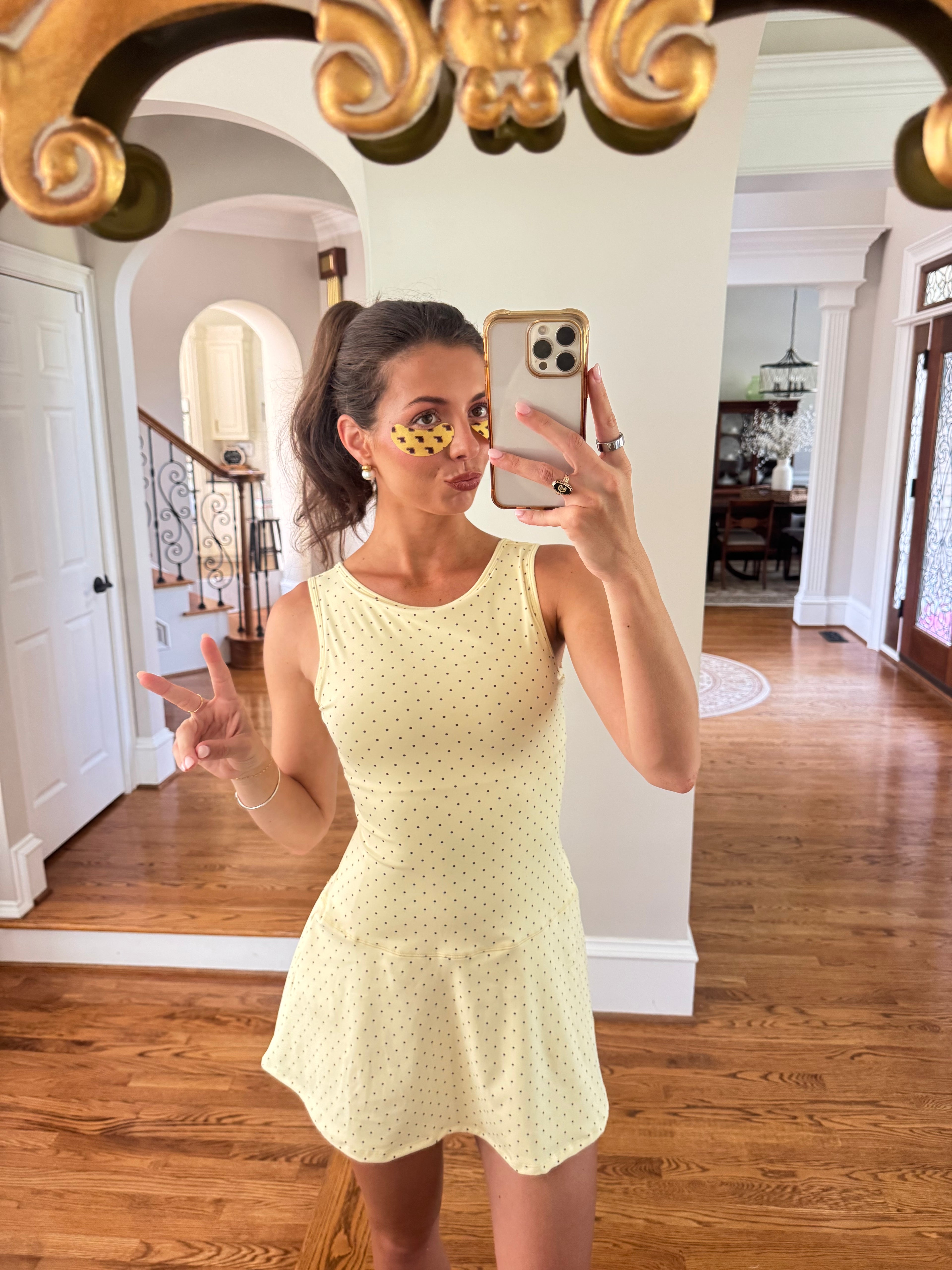 Hallie Polka Dot Athletic Dress- Lemon/Brown