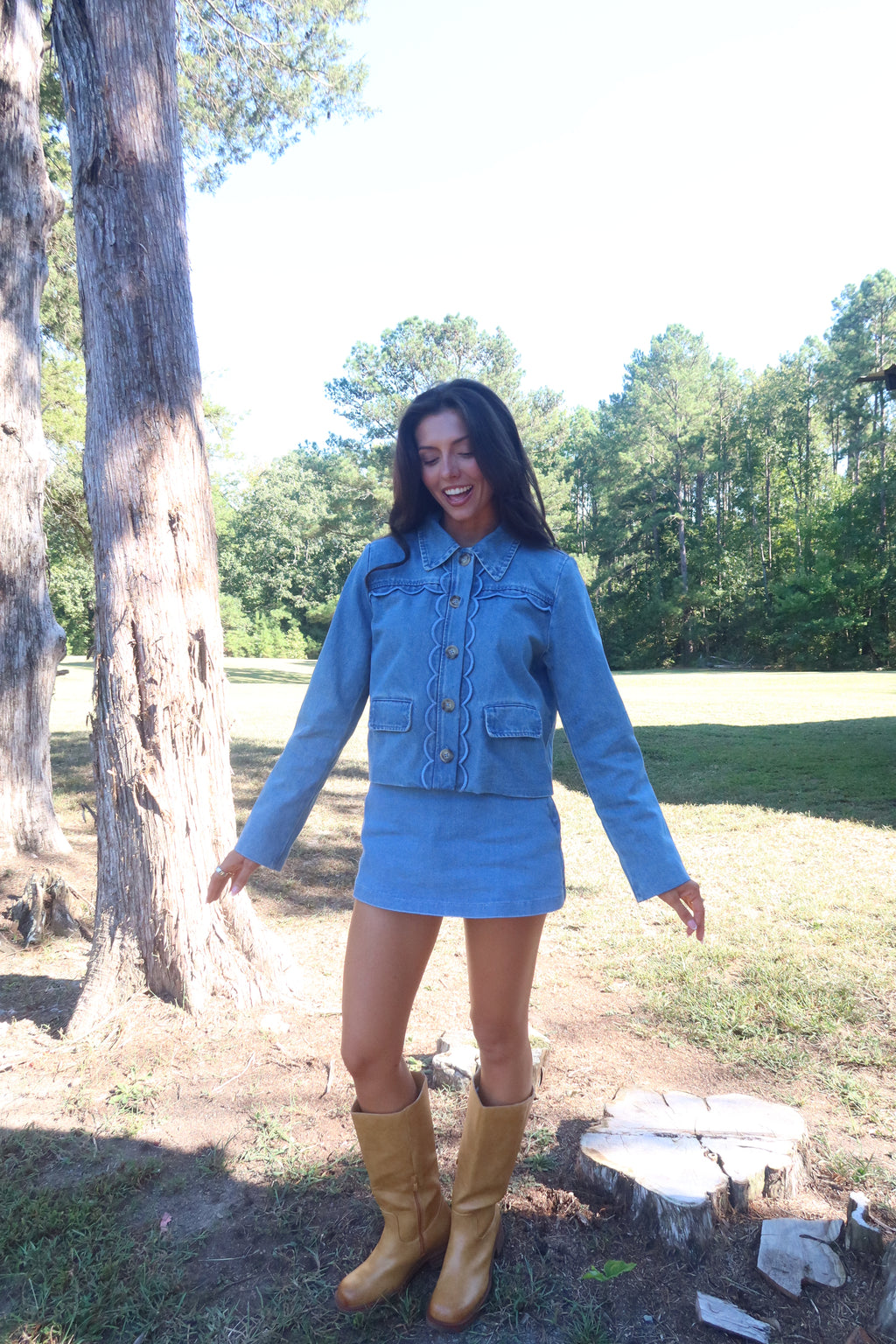 Dakota Scallop Denim Jacket- Denim