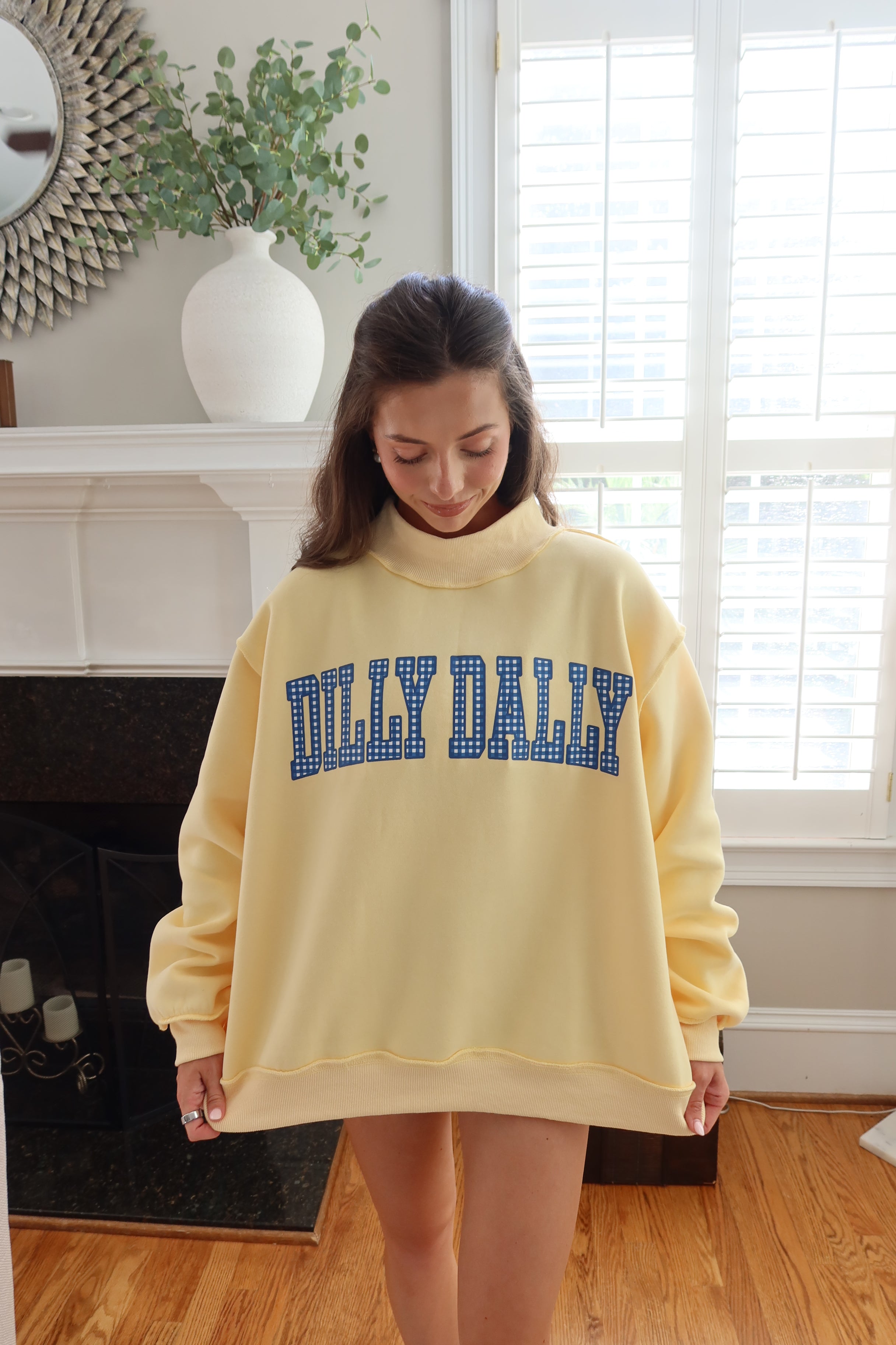 Dilly Dally/Lolly Gag Reversible Sweatshirt- Butter Yellow