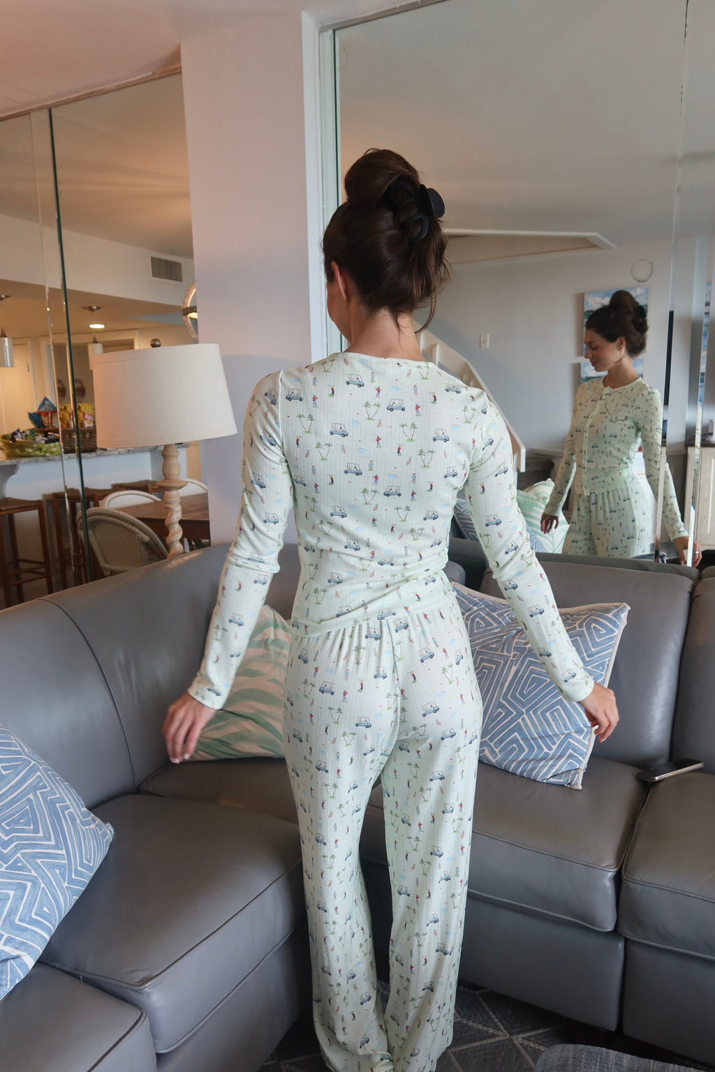 Mornings on the Green Pajama Bottom- Apple Green