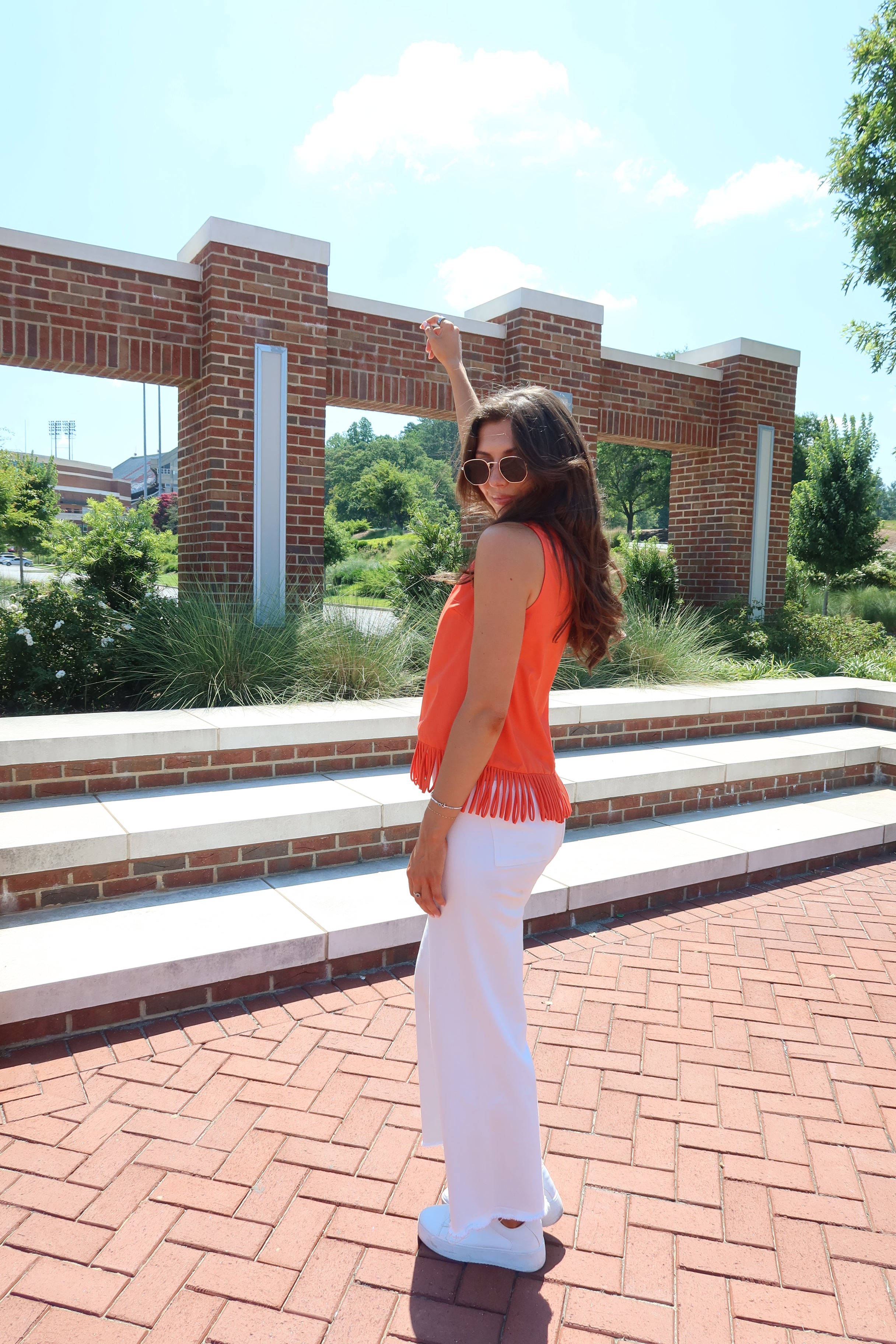 First Down Fringe Top- Orange