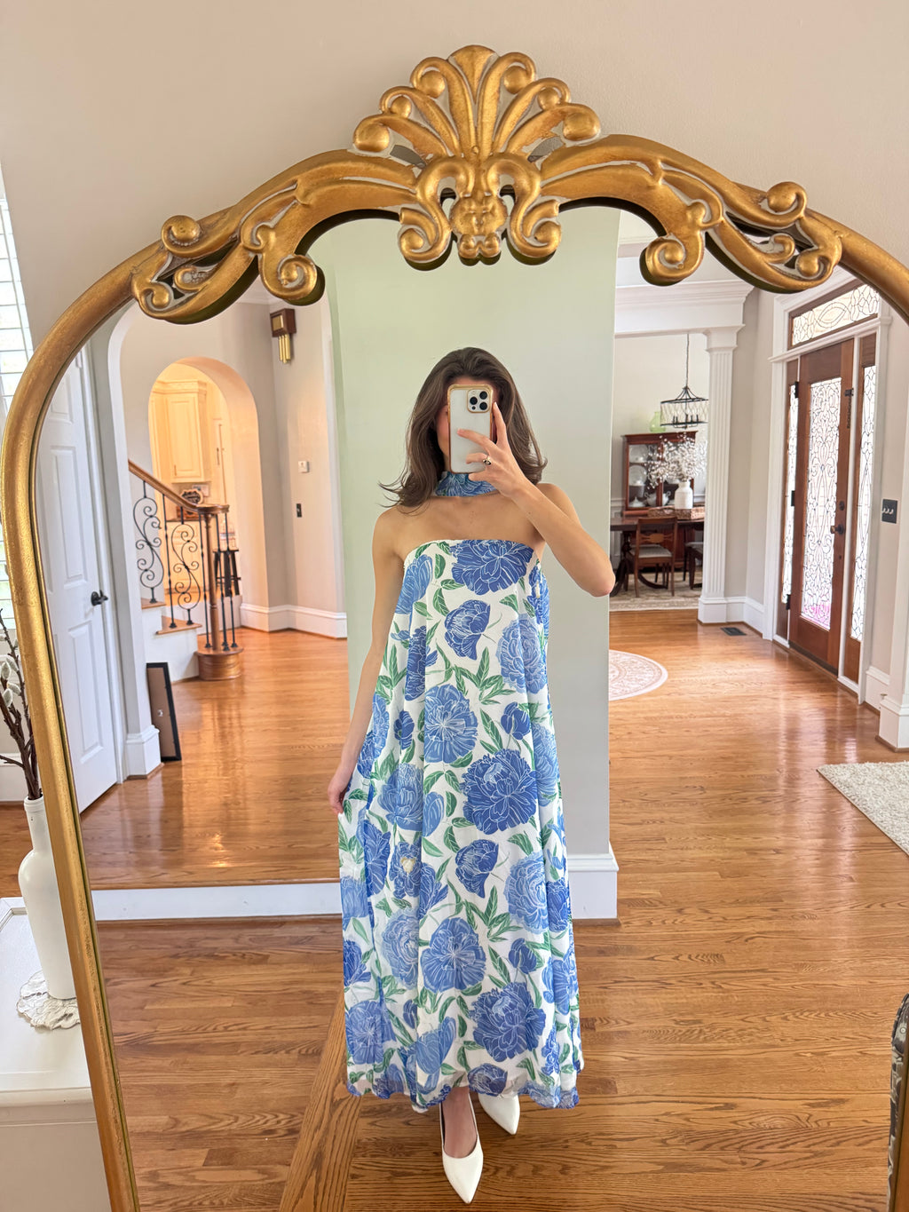 Cape Cod Scarf Maxi Dress- Blue
