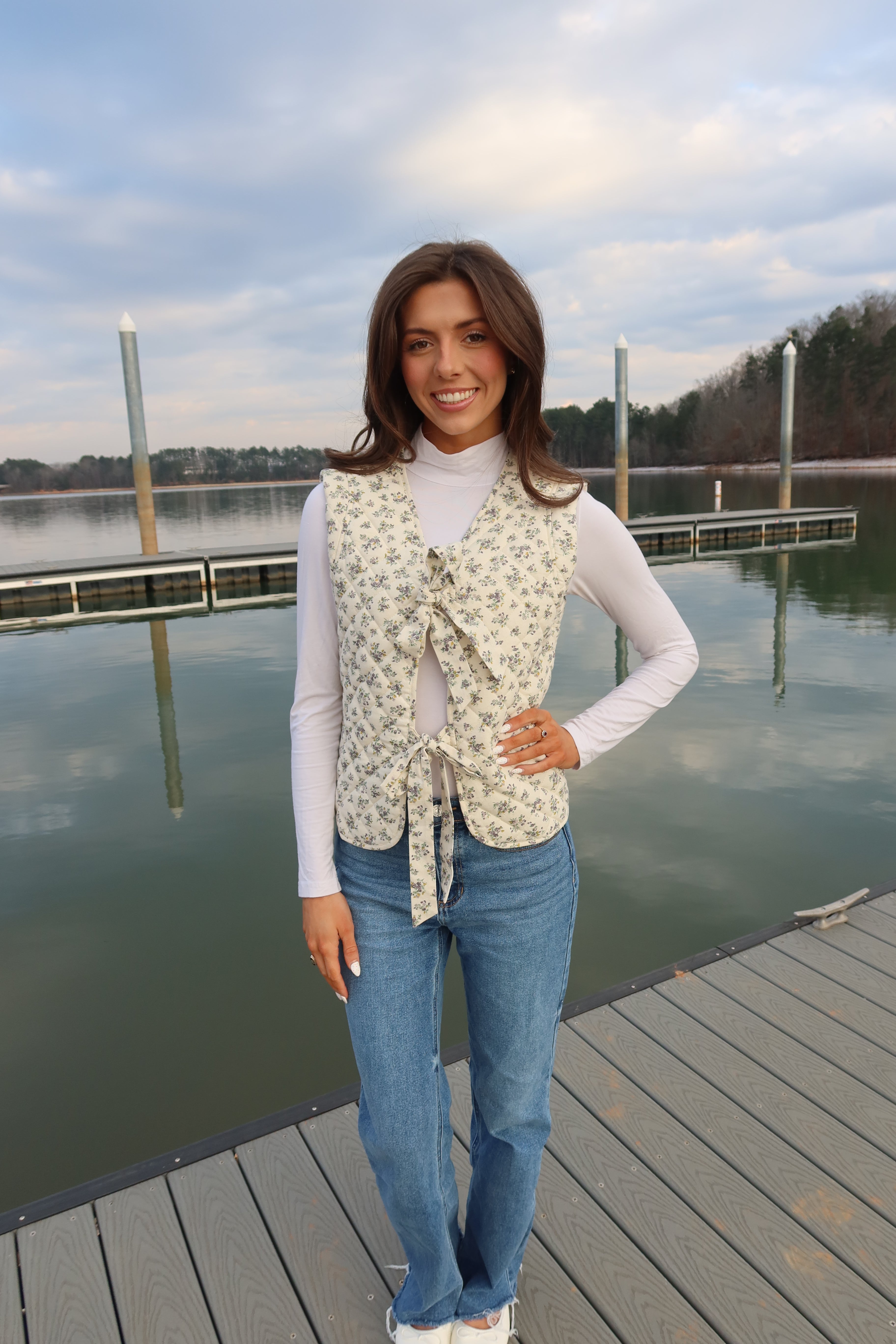 Delilah Quilted Vest- Cream
