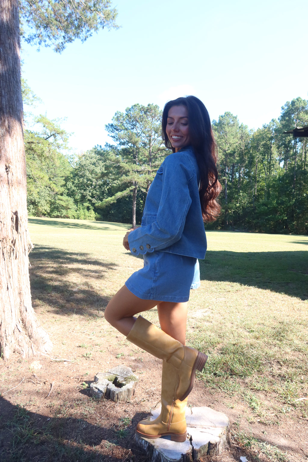 Dakota Scallop Denim Jacket- Denim