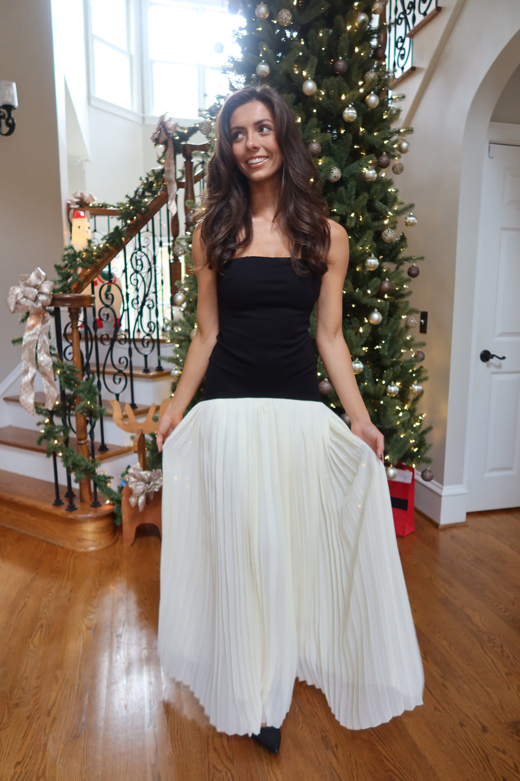 Serena Drop Waist Maxi Dress- Black/Cream