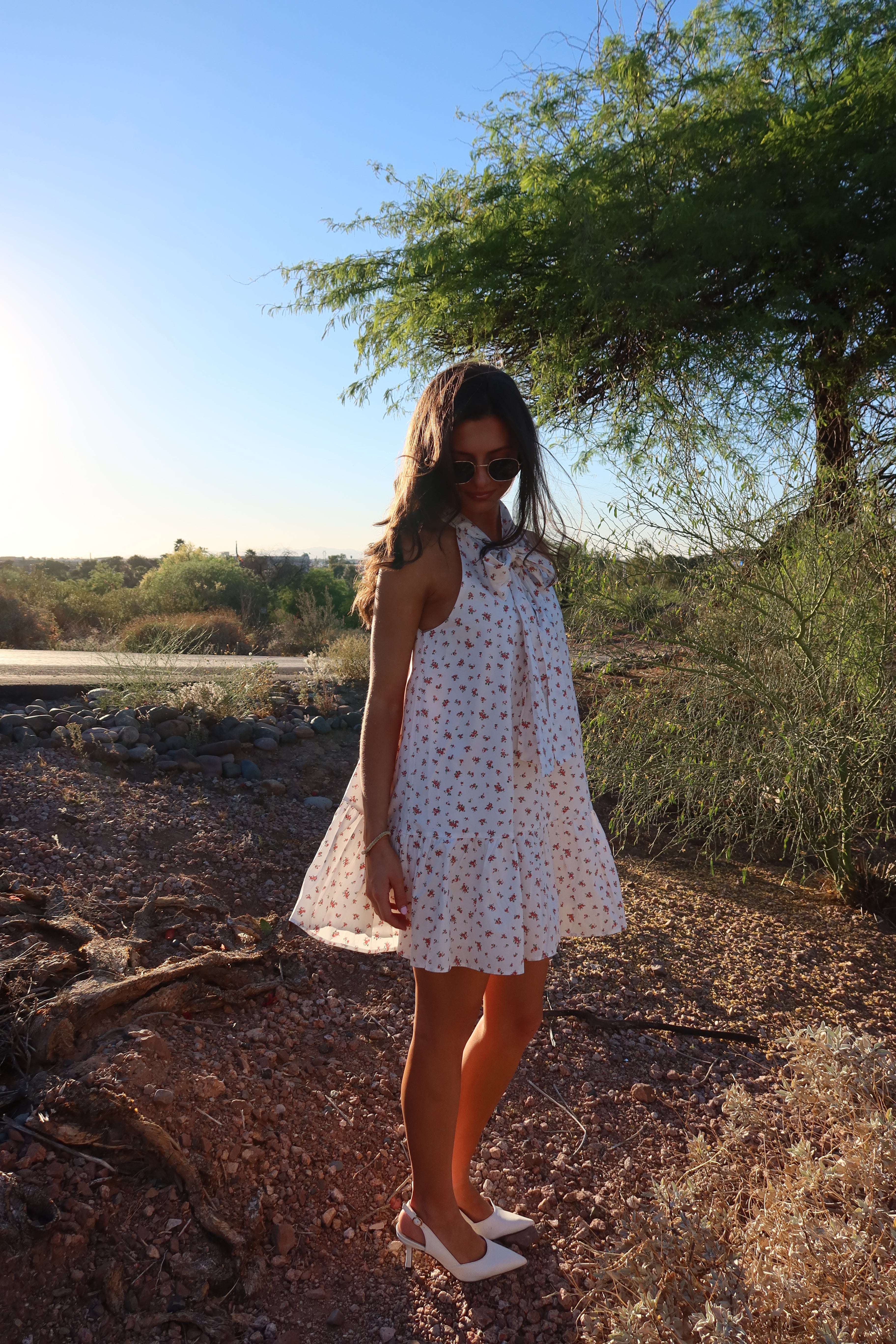 Pink Prairie Floral Dress- Off White/Pink