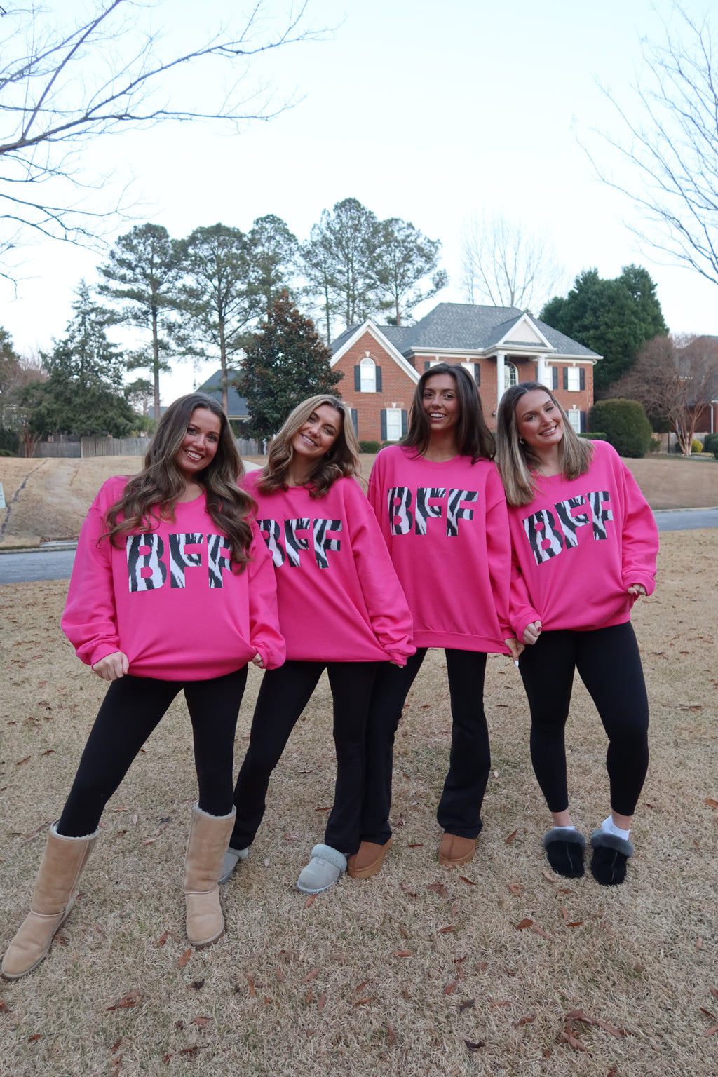 Zebra BFF Sweatshirt- Hot Pink