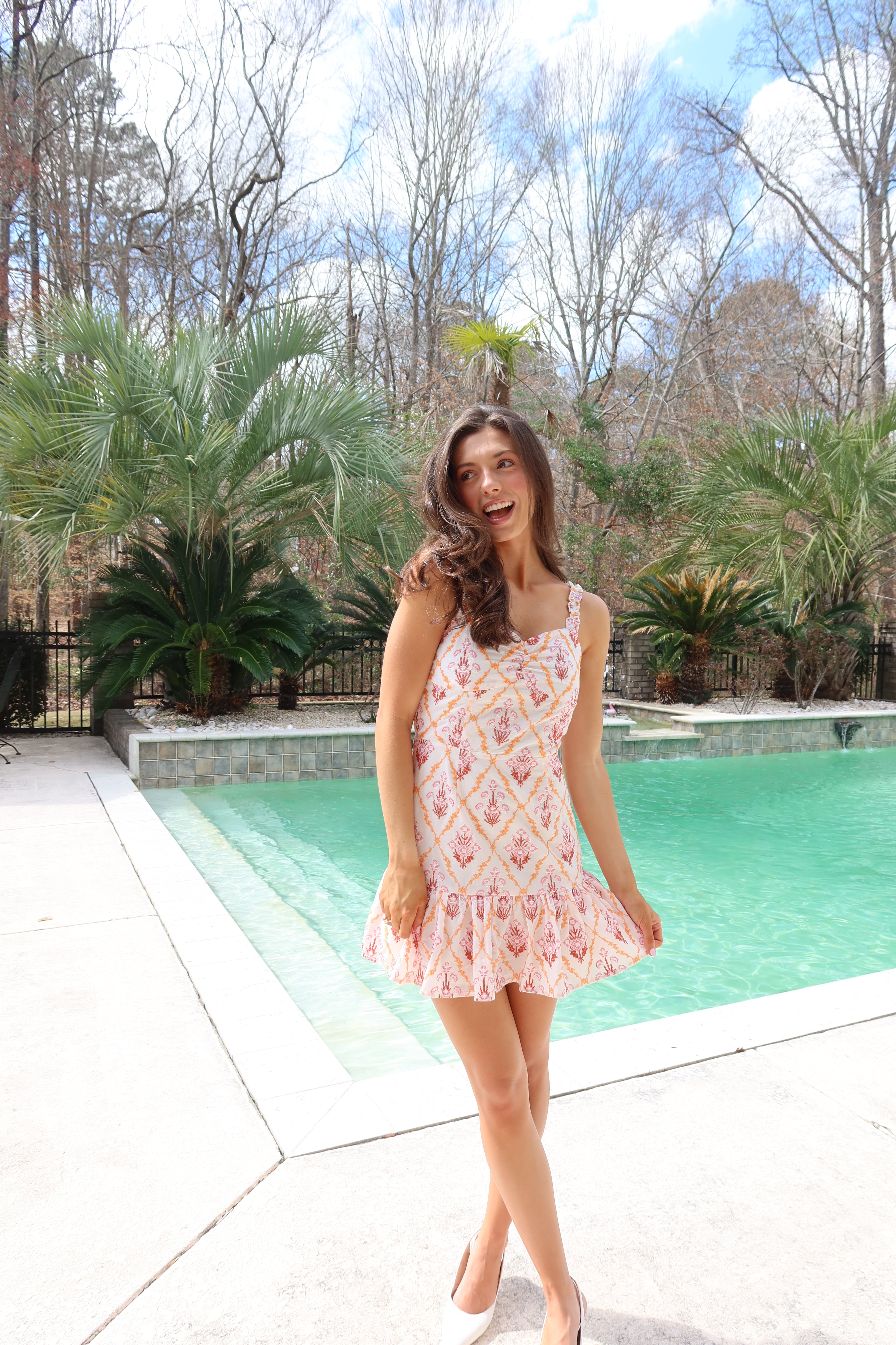 Tangerine Sky Embroidered Mini Dress- White/Multi