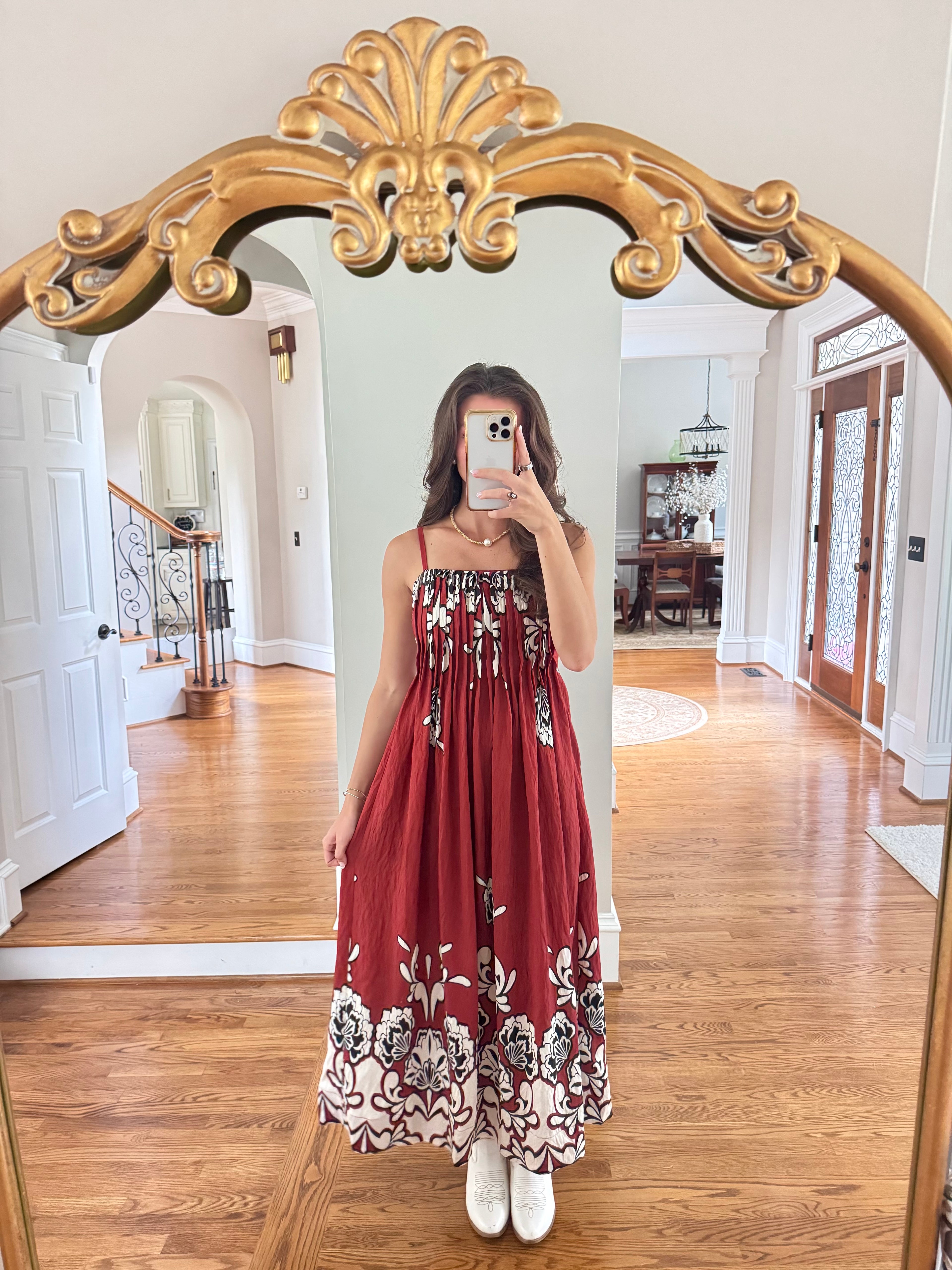 Carolina Walk Maxi Dress- Brick