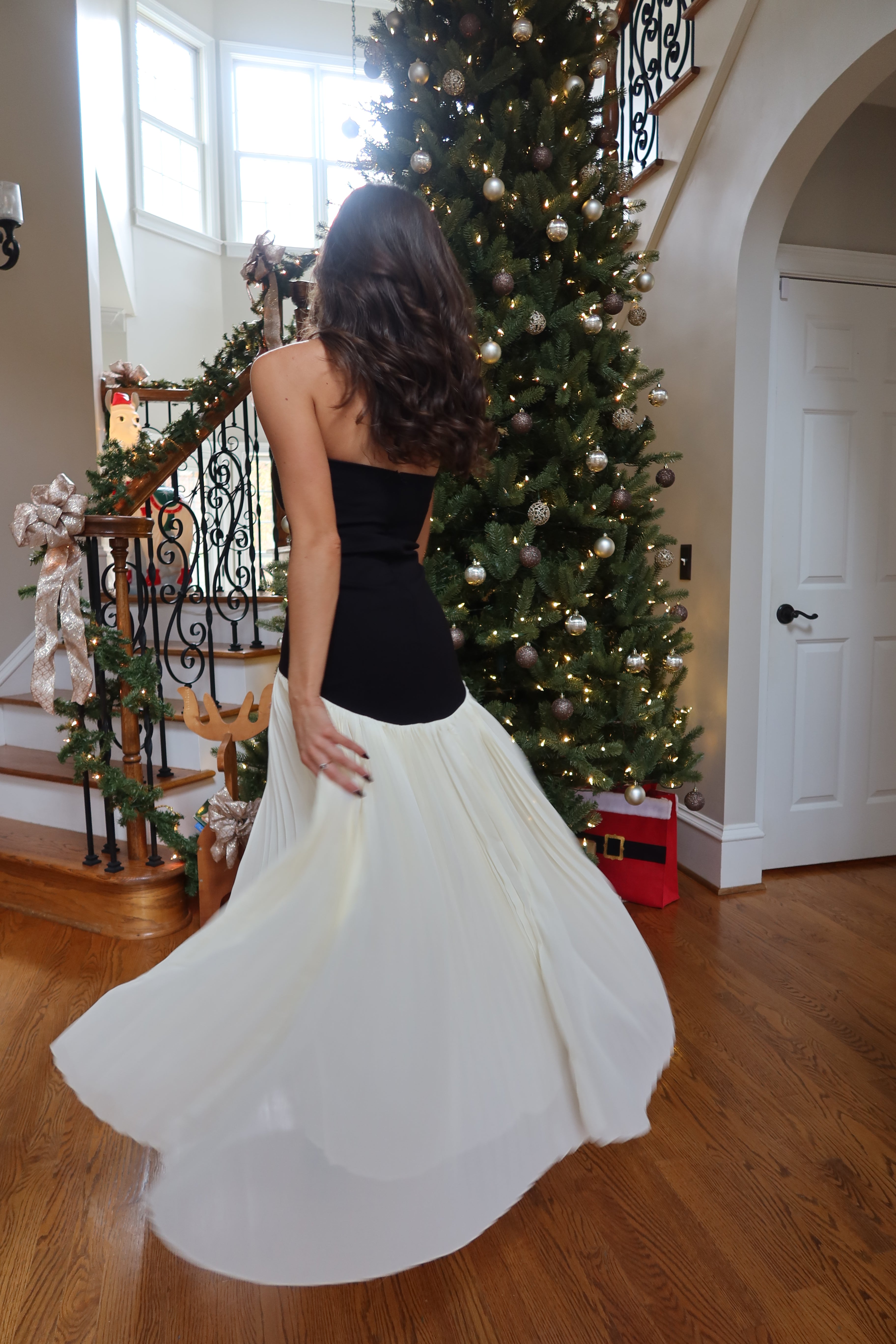 Serena Drop Waist Maxi Dress- Black/Cream