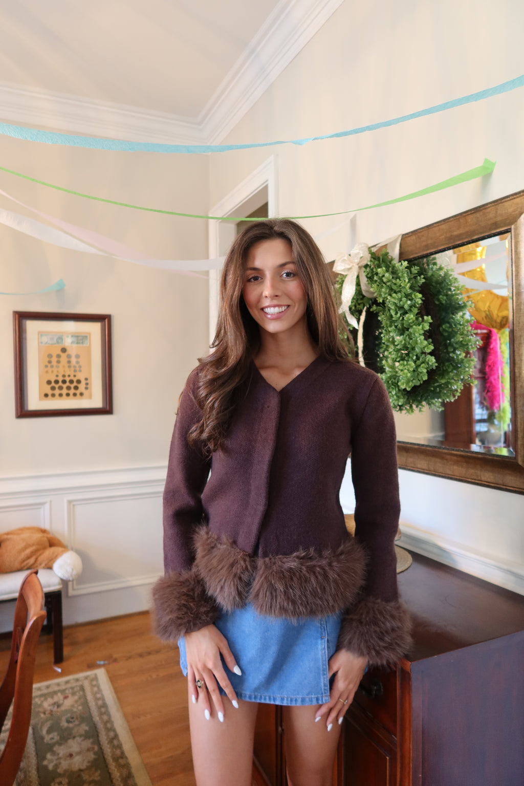Manhattan Fur Cardigan- Brown