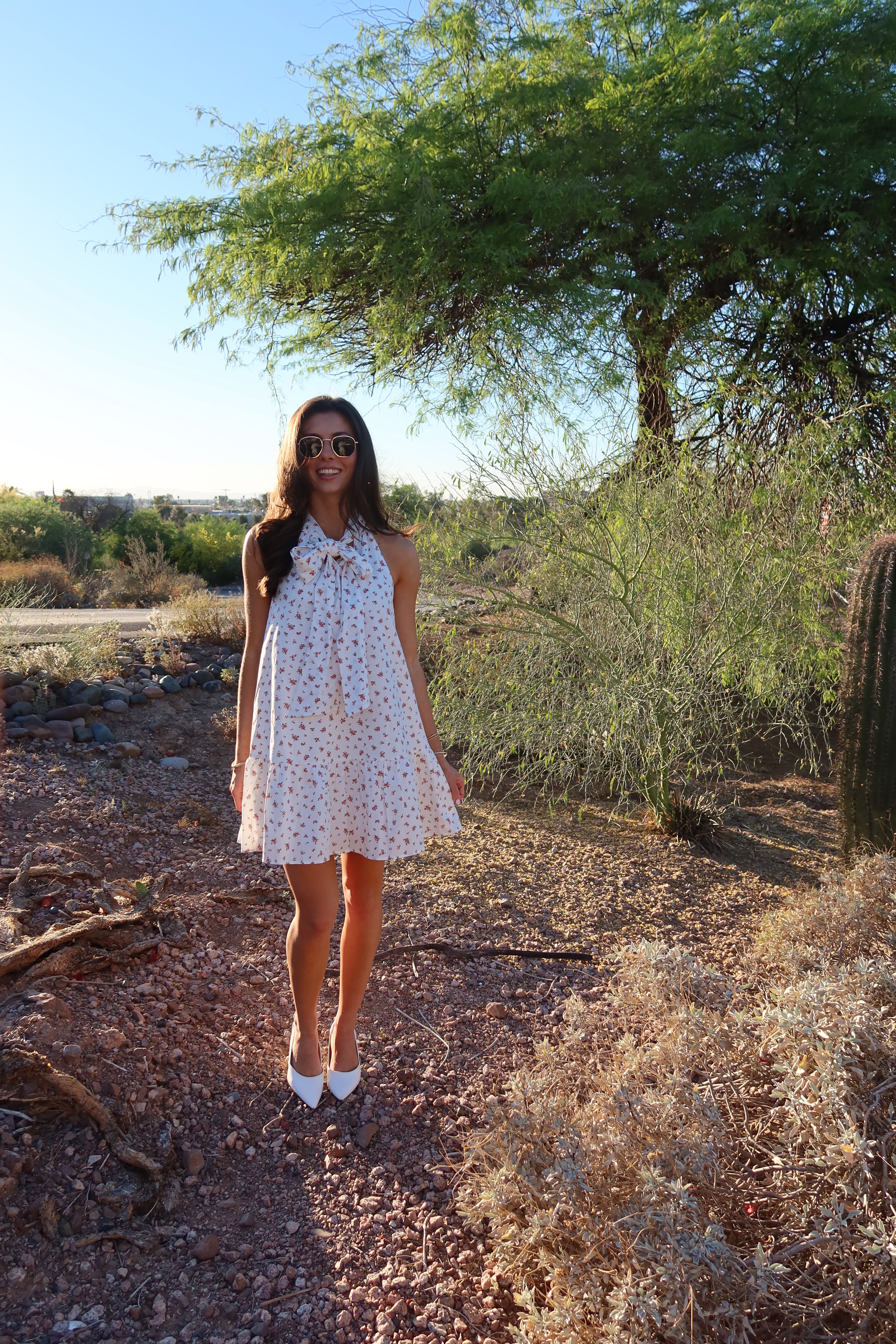 Pink Prairie Floral Dress- Off White/Pink