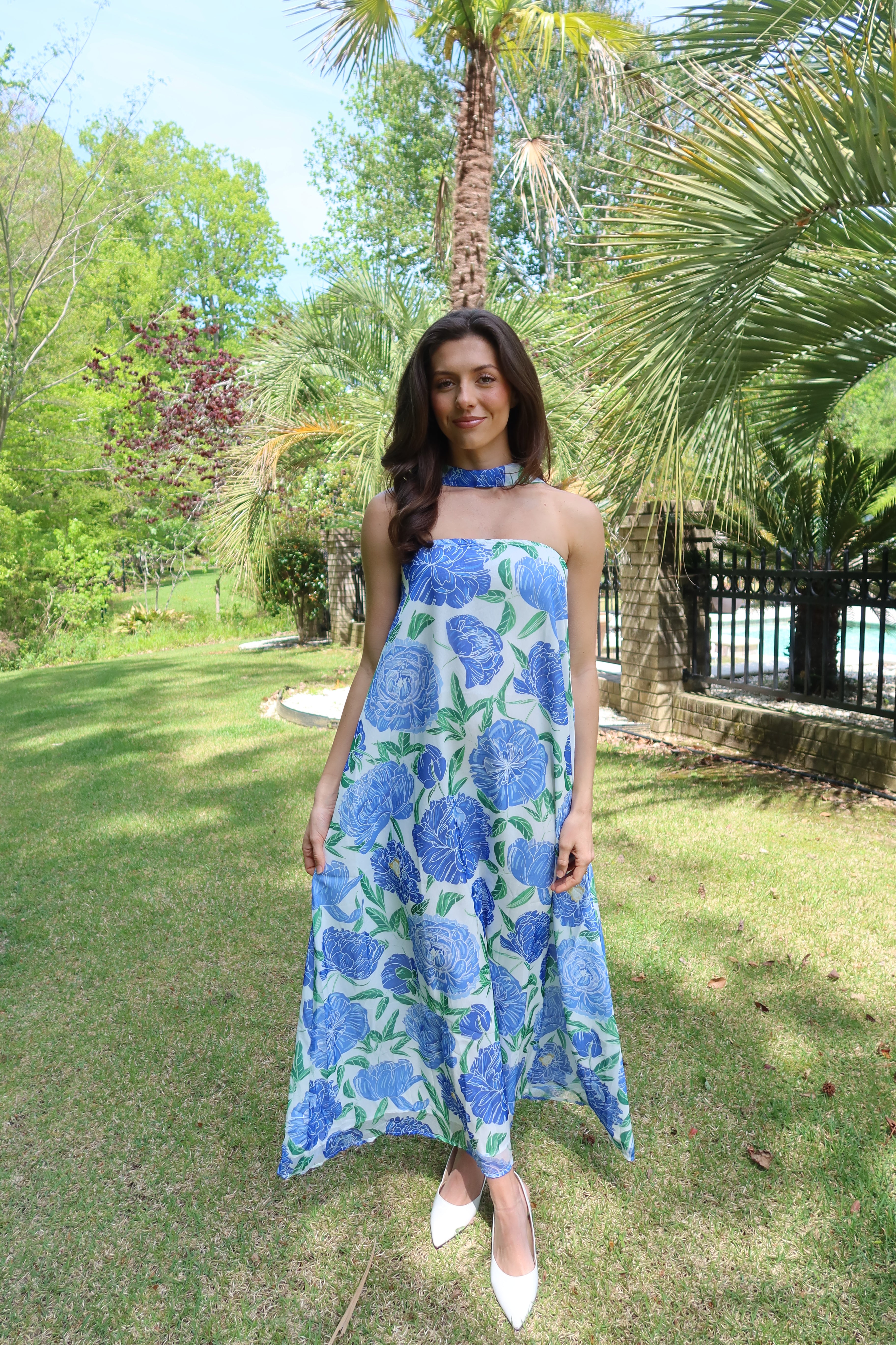Cape Cod Scarf Maxi Dress- Blue