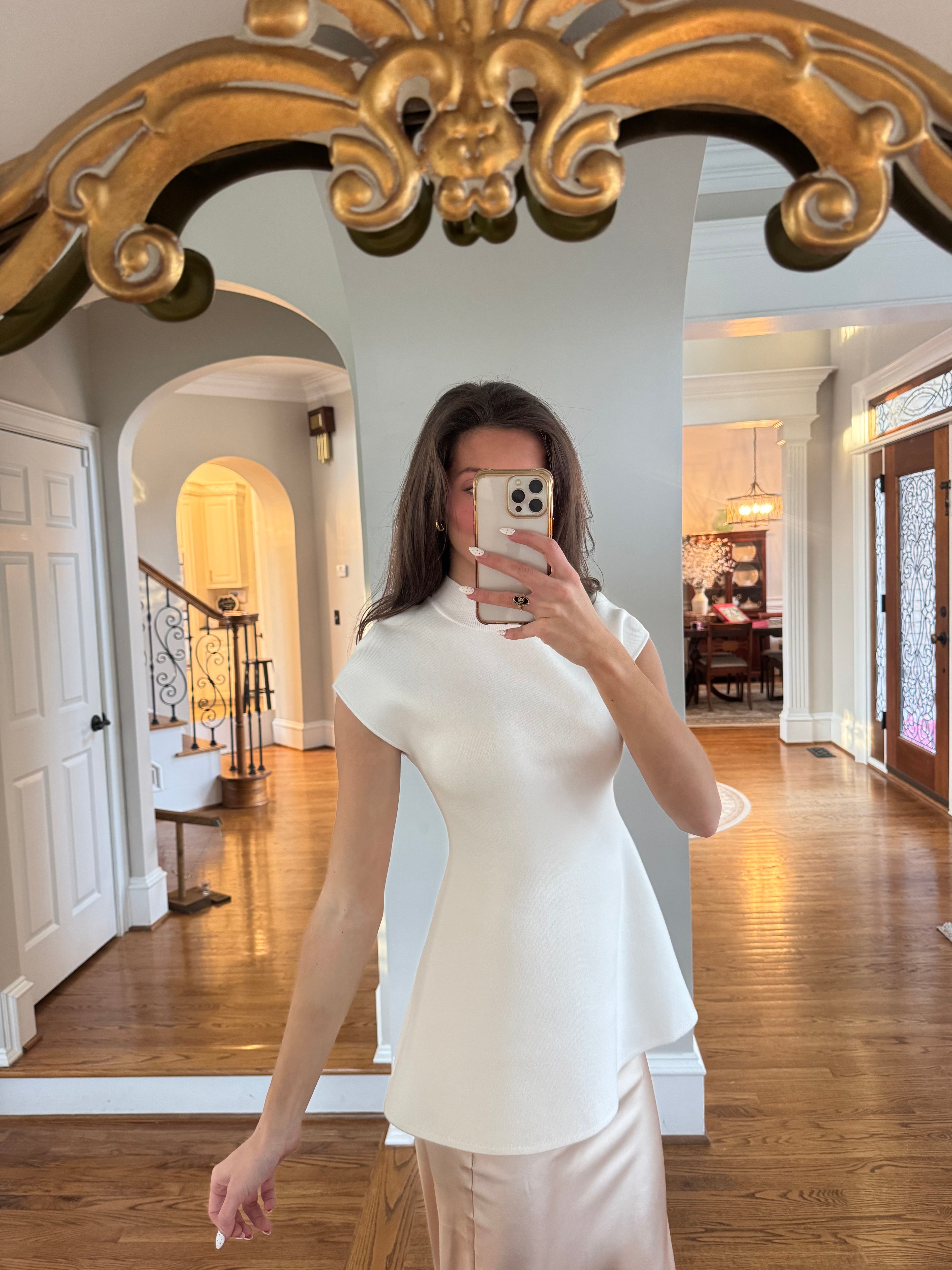 Pearl Peplum Sweater- Ivory