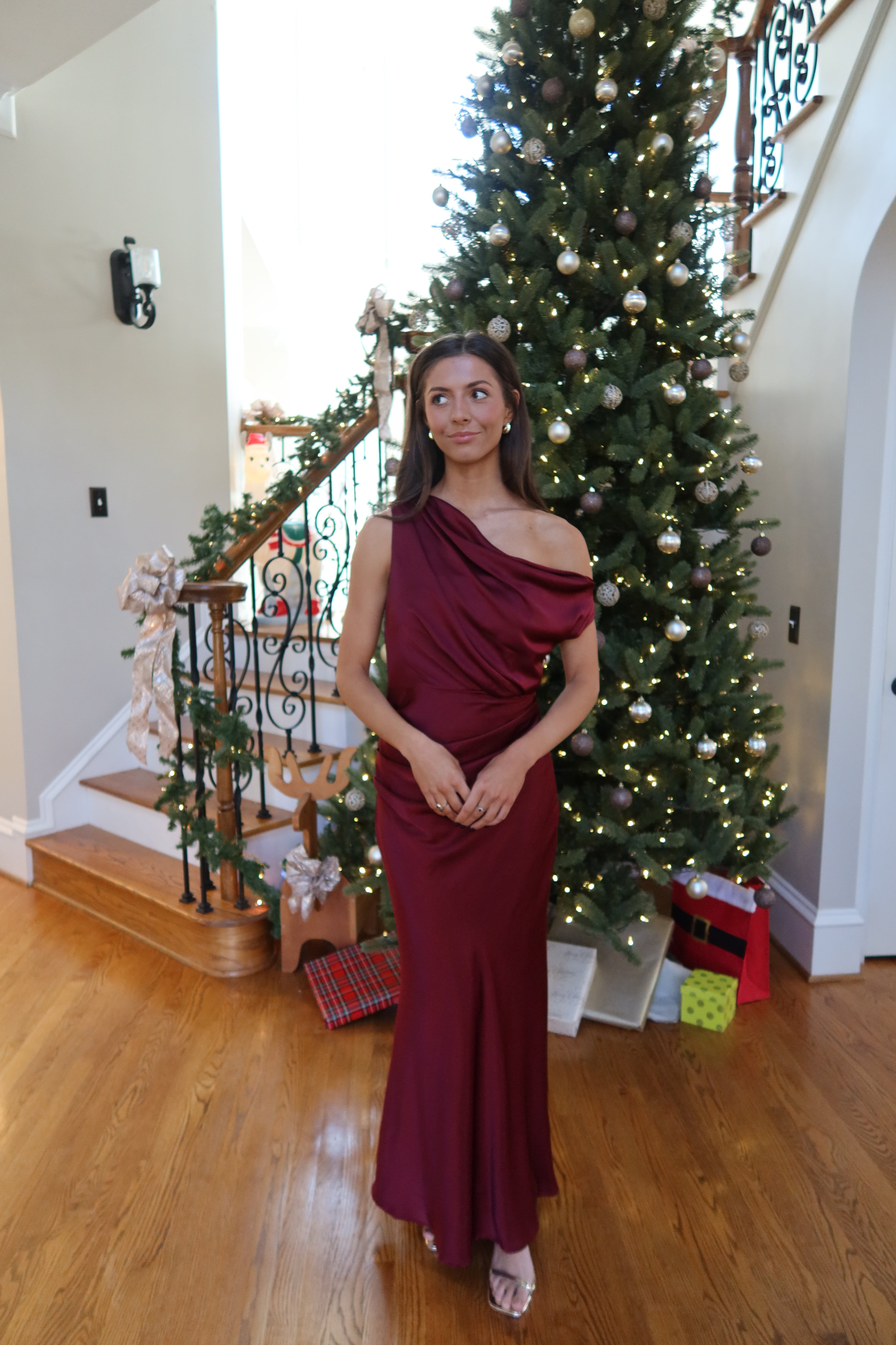 Selena One Shoulder Maxi Dress- Wine