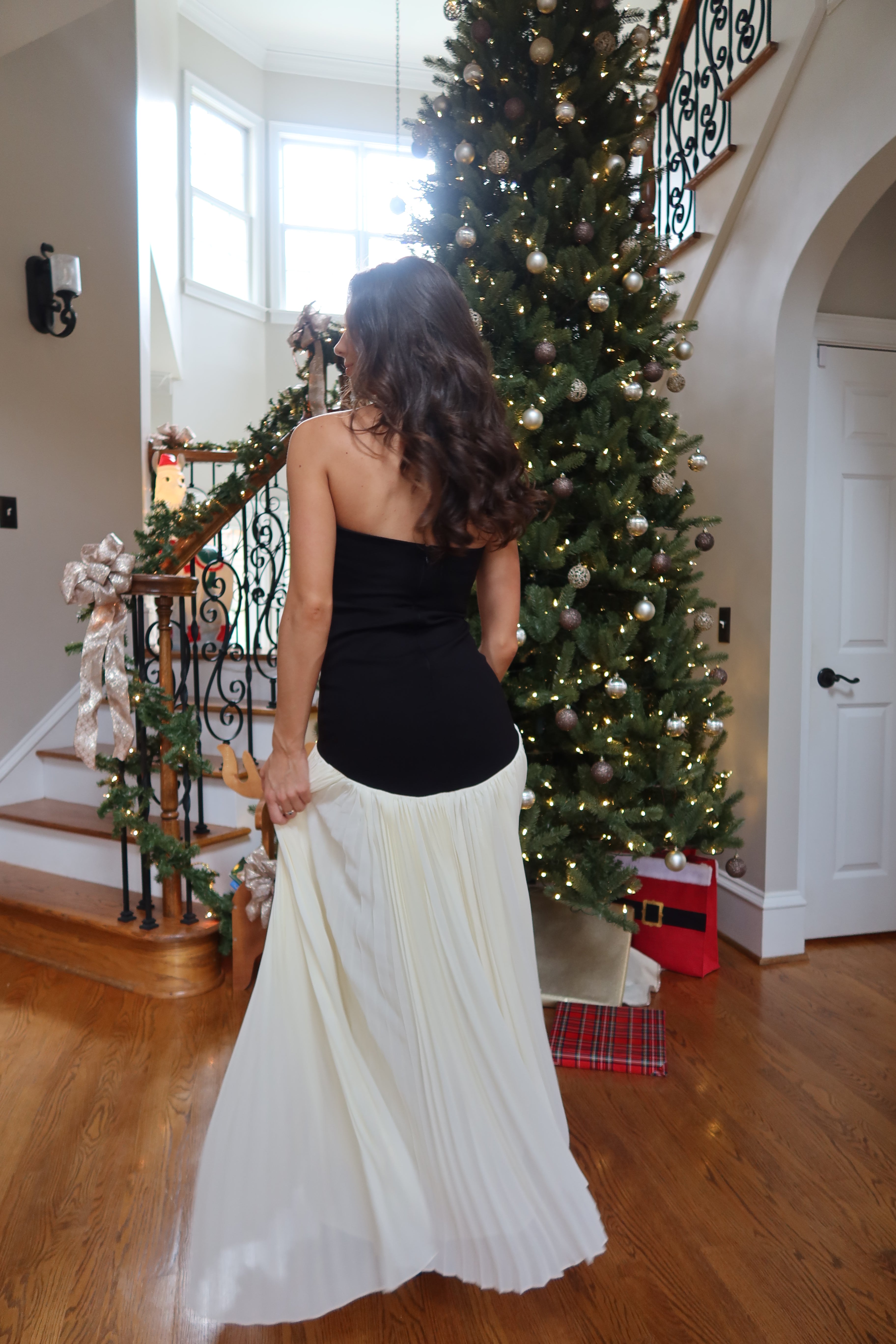 Serena Drop Waist Maxi Dress- Black/Cream