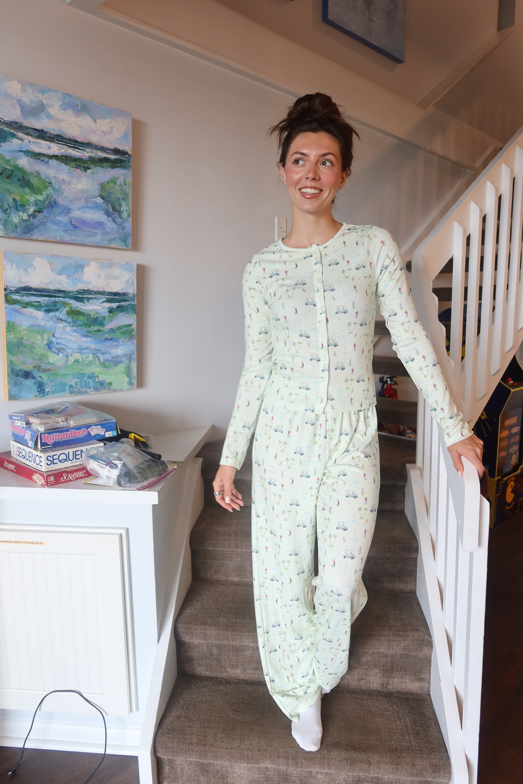 Mornings on the Green Pajama Bottom- Apple Green