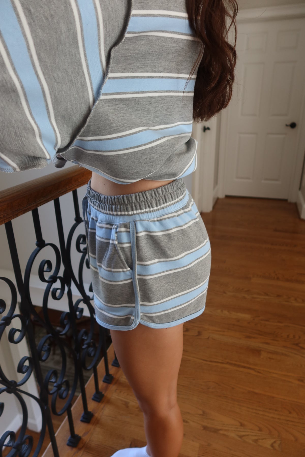 Cloud Blue Stripe Set- Grey/Blue