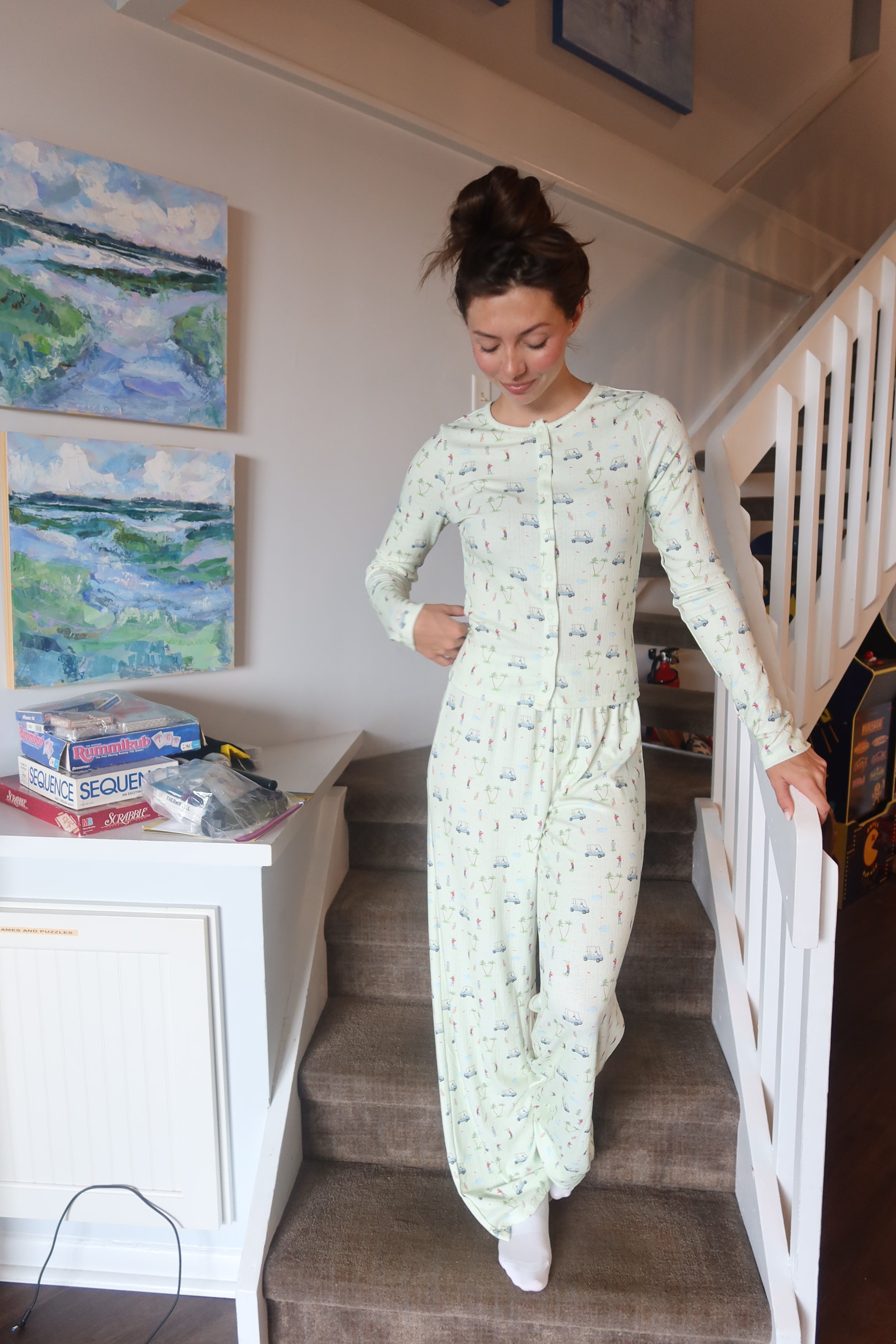 Mornings on the Green Pajama Bottom- Apple Green