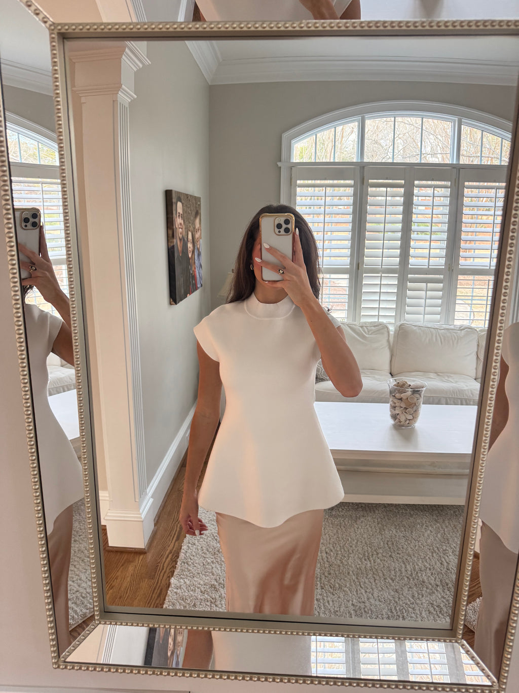 Pearl Peplum Sweater- Ivory