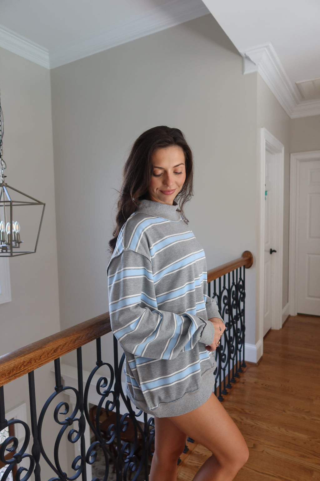 Cloud Blue Stripe Set- Grey/Blue