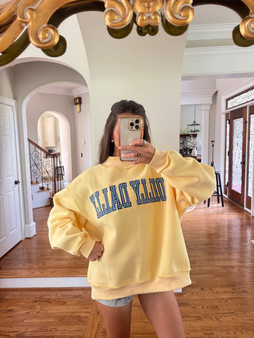 Dilly Dally/Lolly Gag Reversible Sweatshirt- Butter Yellow