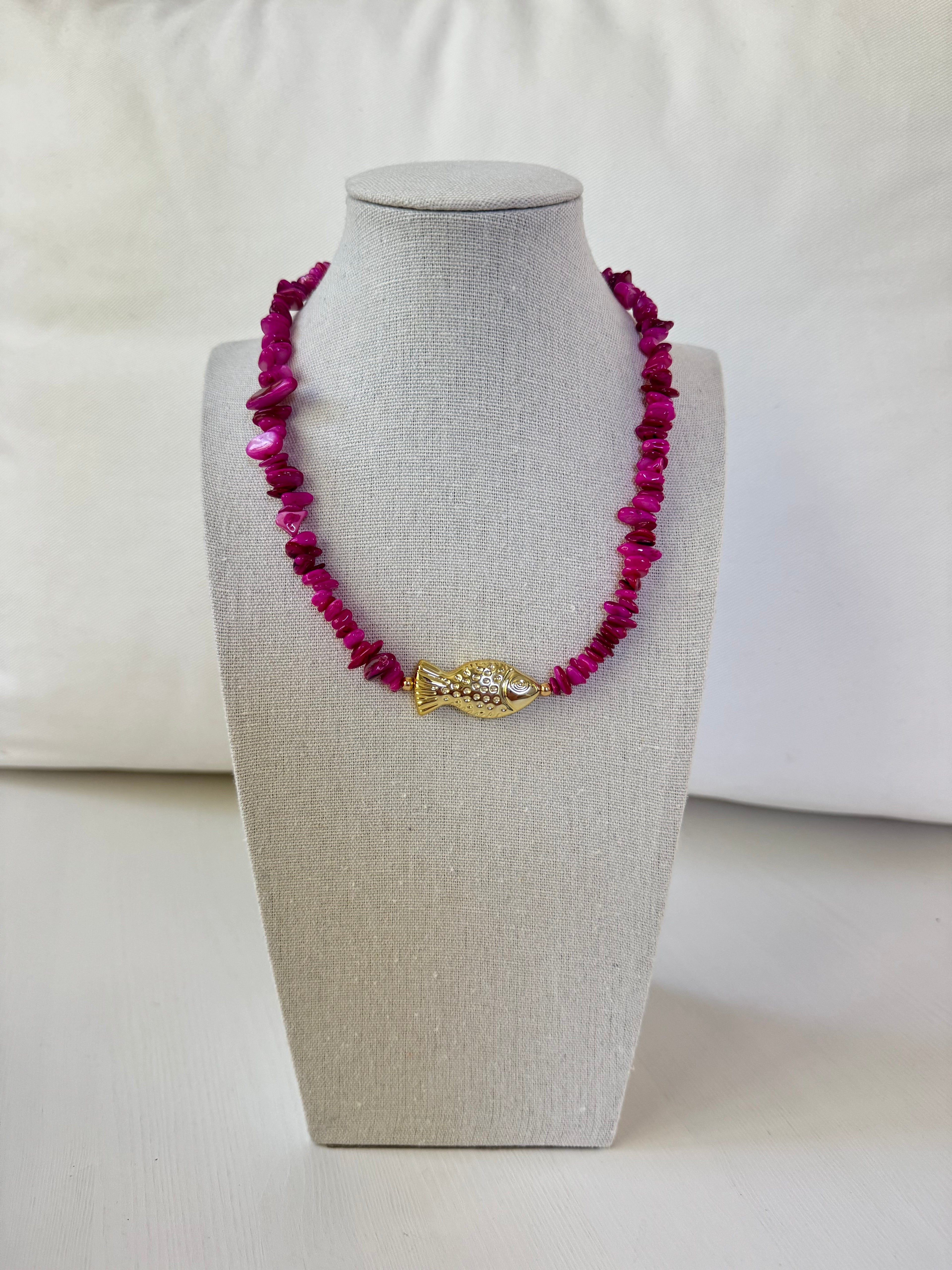 Fuchsia Fish Necklace