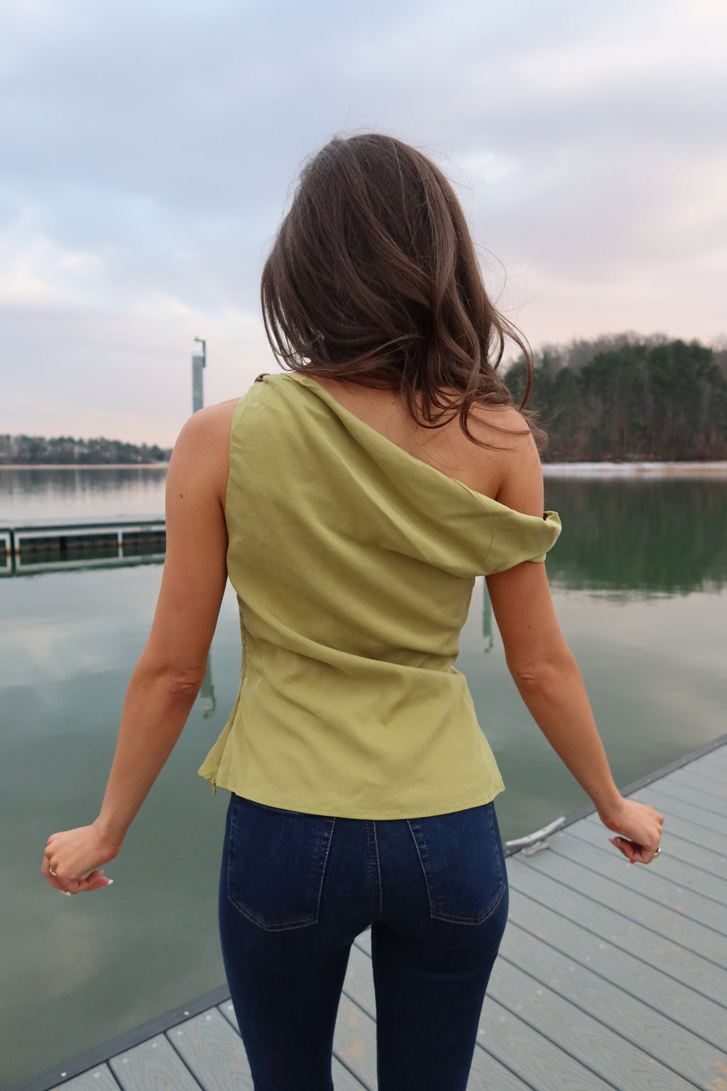 Meadow Twisted Bead Top- Chartreuse