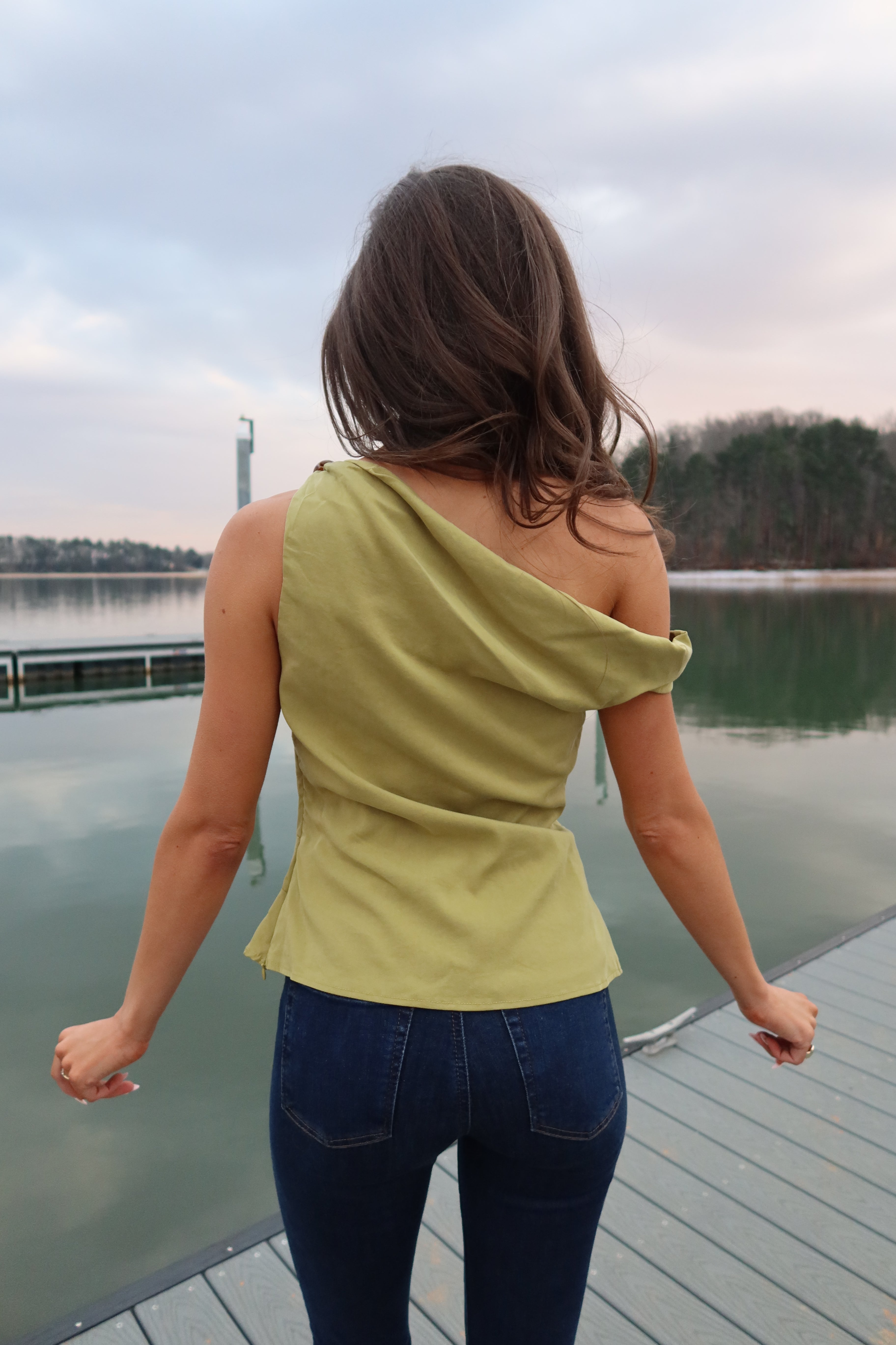 Meadow Twisted Bead Top- Chartreuse
