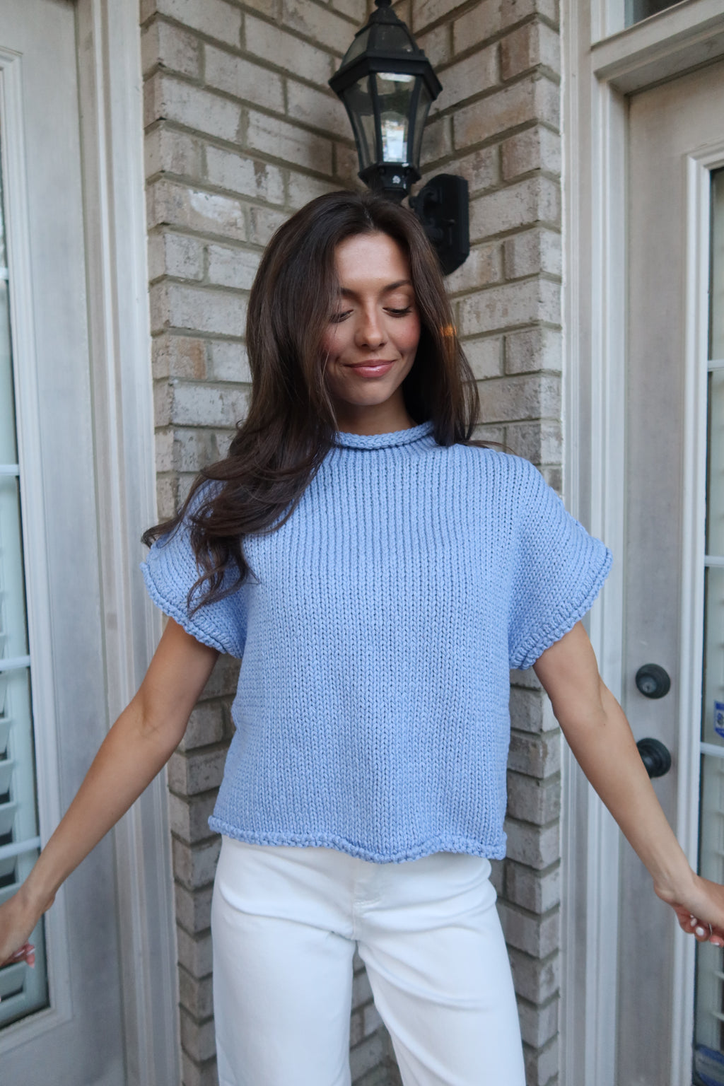 Mallory Chunky Knit Sweater- Sky Blue