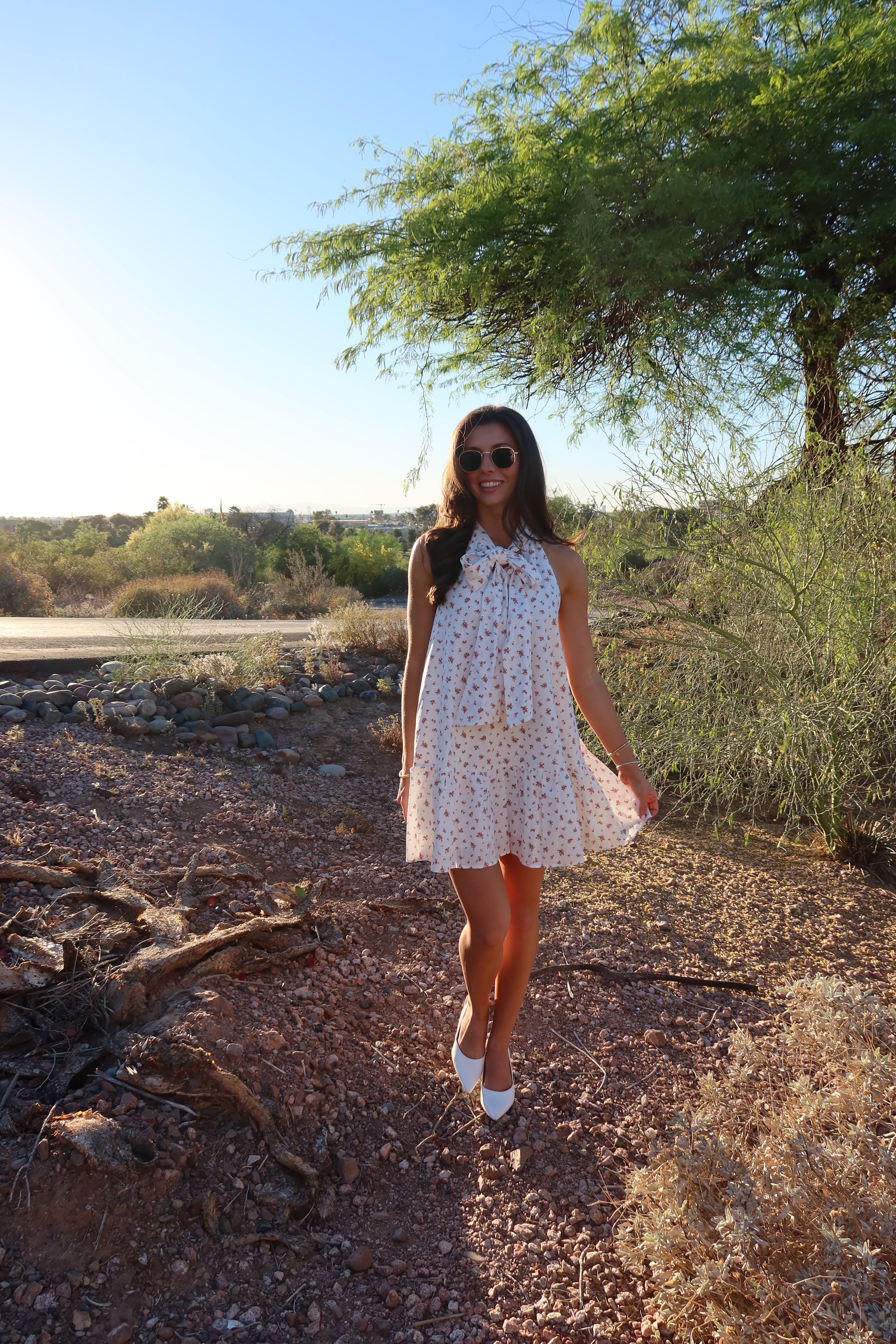 Pink Prairie Floral Dress- Off White/Pink
