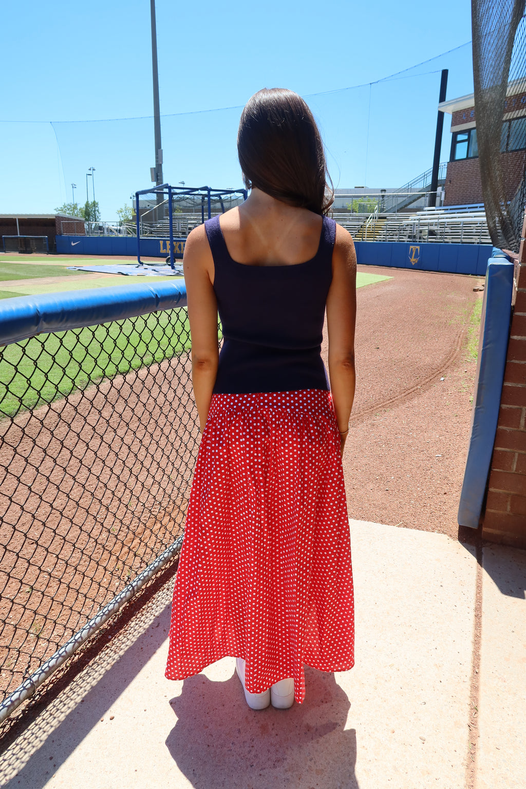 Cherry Pie Polka Dot Maxi Skirt- Red/White