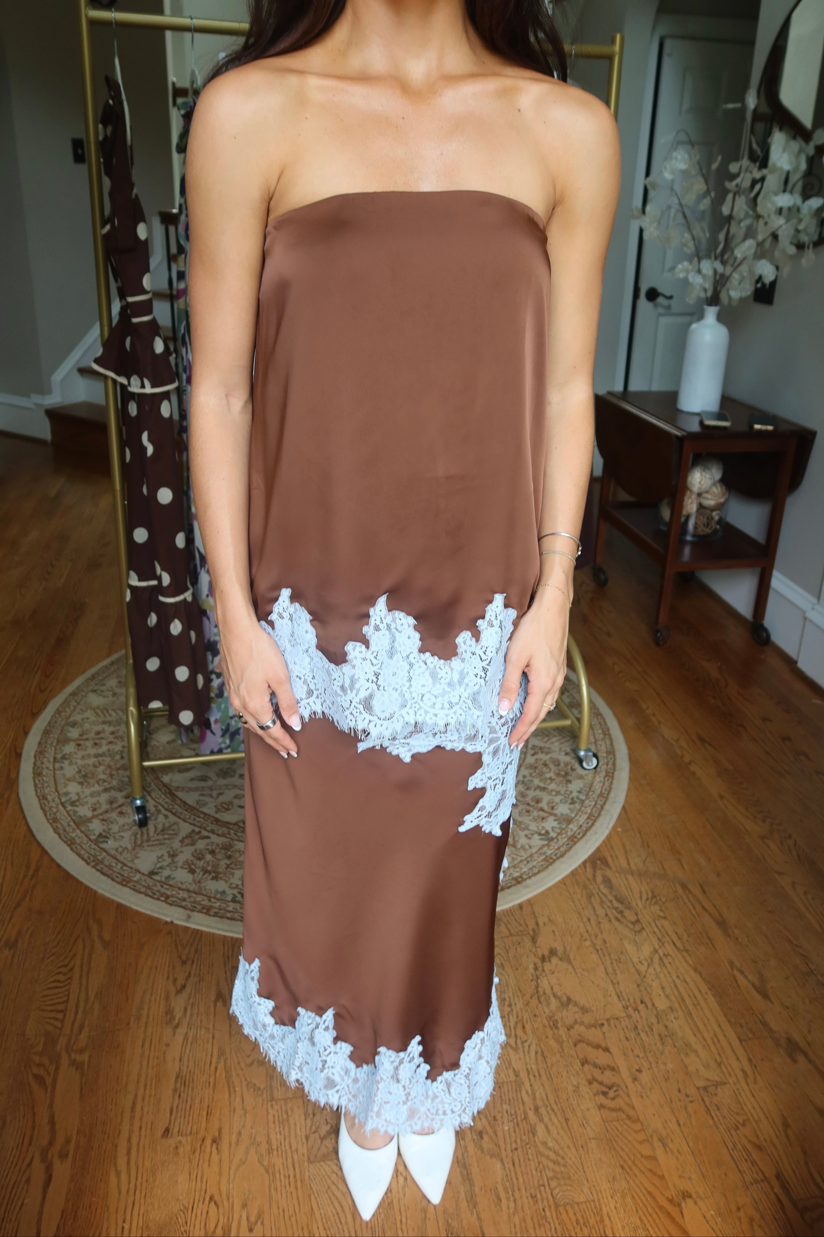 Chocolate Lace Set- Chocolate/Blue