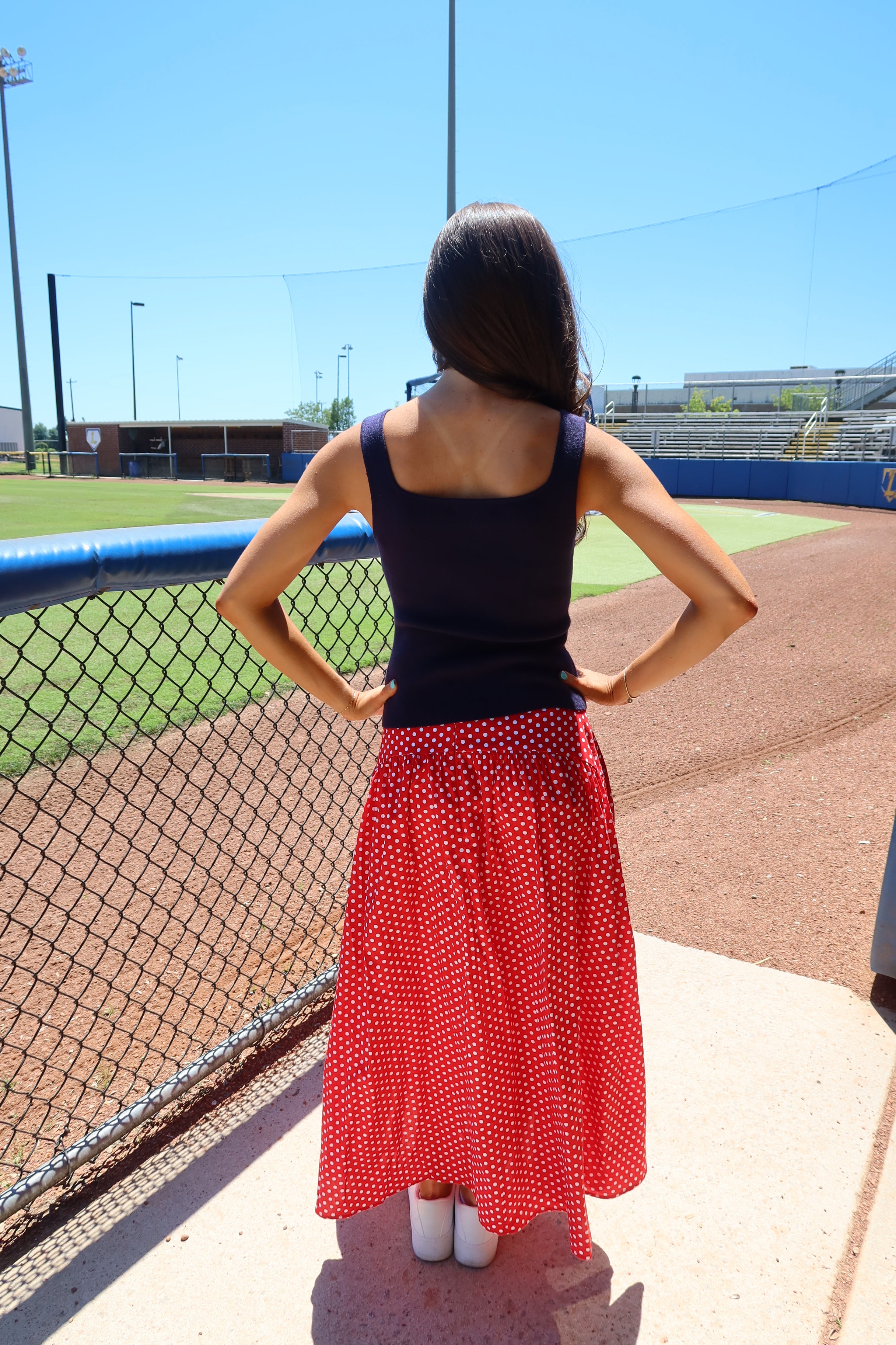 Cherry Pie Polka Dot Maxi Skirt- Red/White