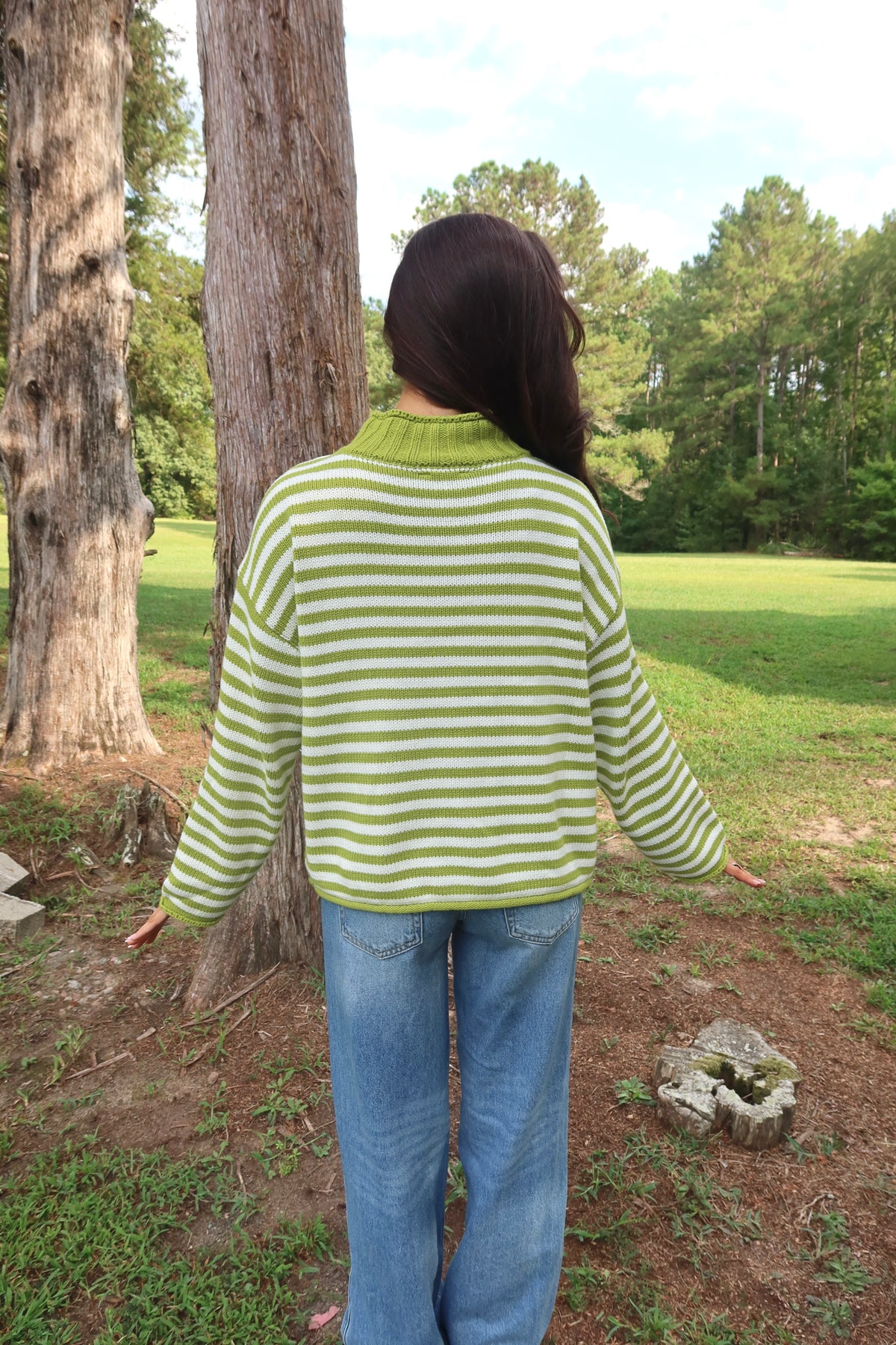 Matcha Striped Sweater- Matcha Green/White