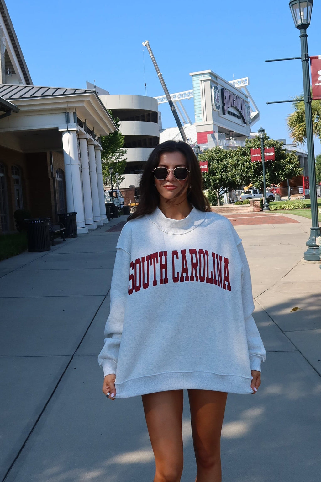South Carolina/SC Reversible Sweatshirt- Ash Grey