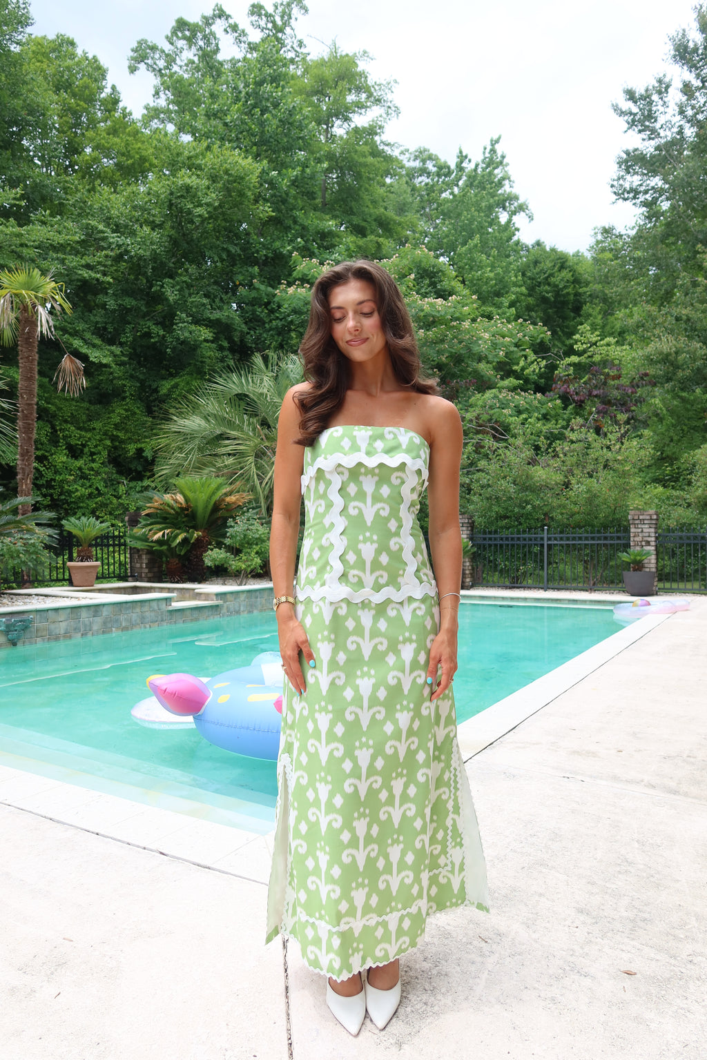 Palm Royale Maxi Dress- Green/White