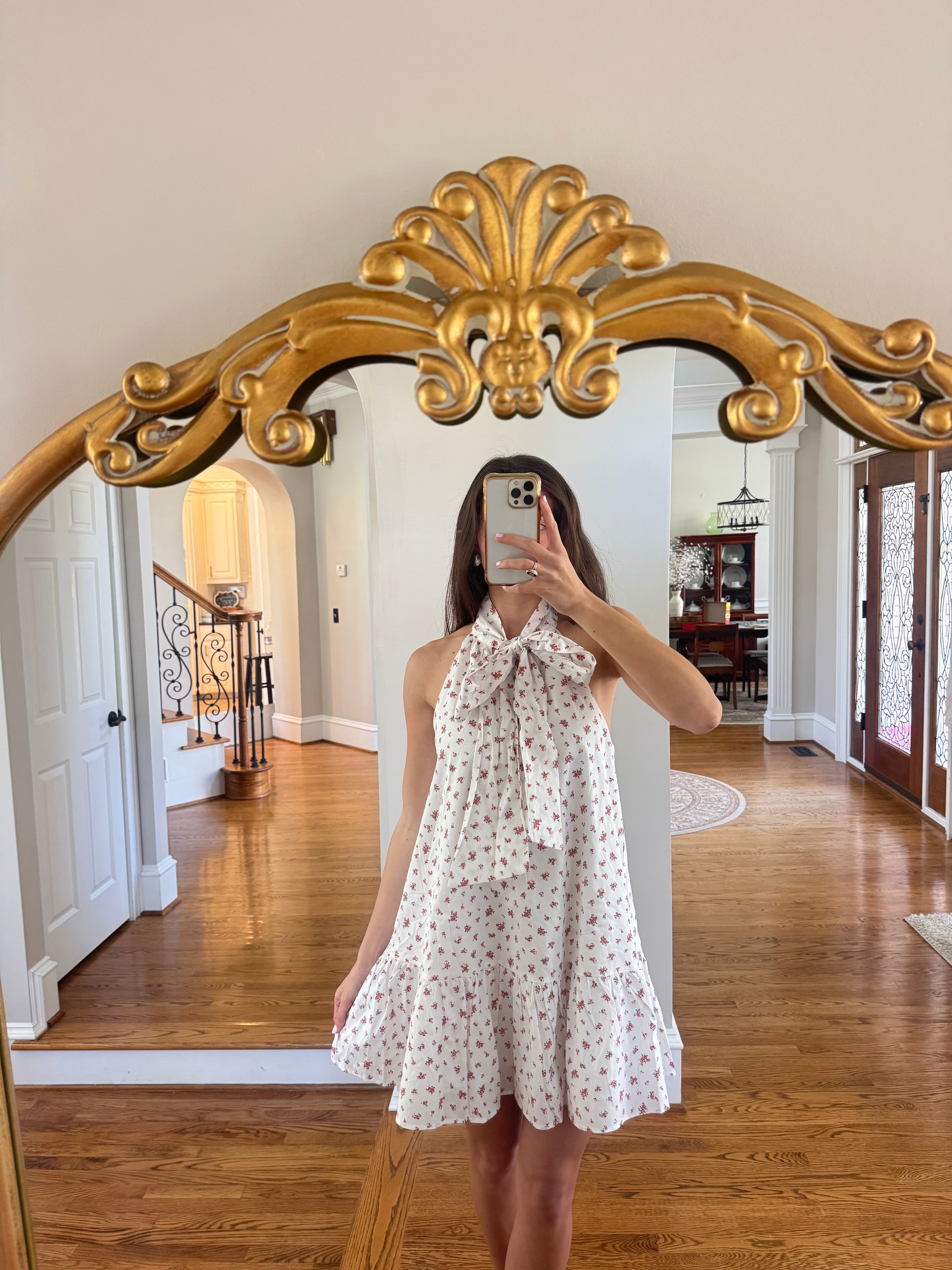 Pink Prairie Floral Dress- Off White/Pink