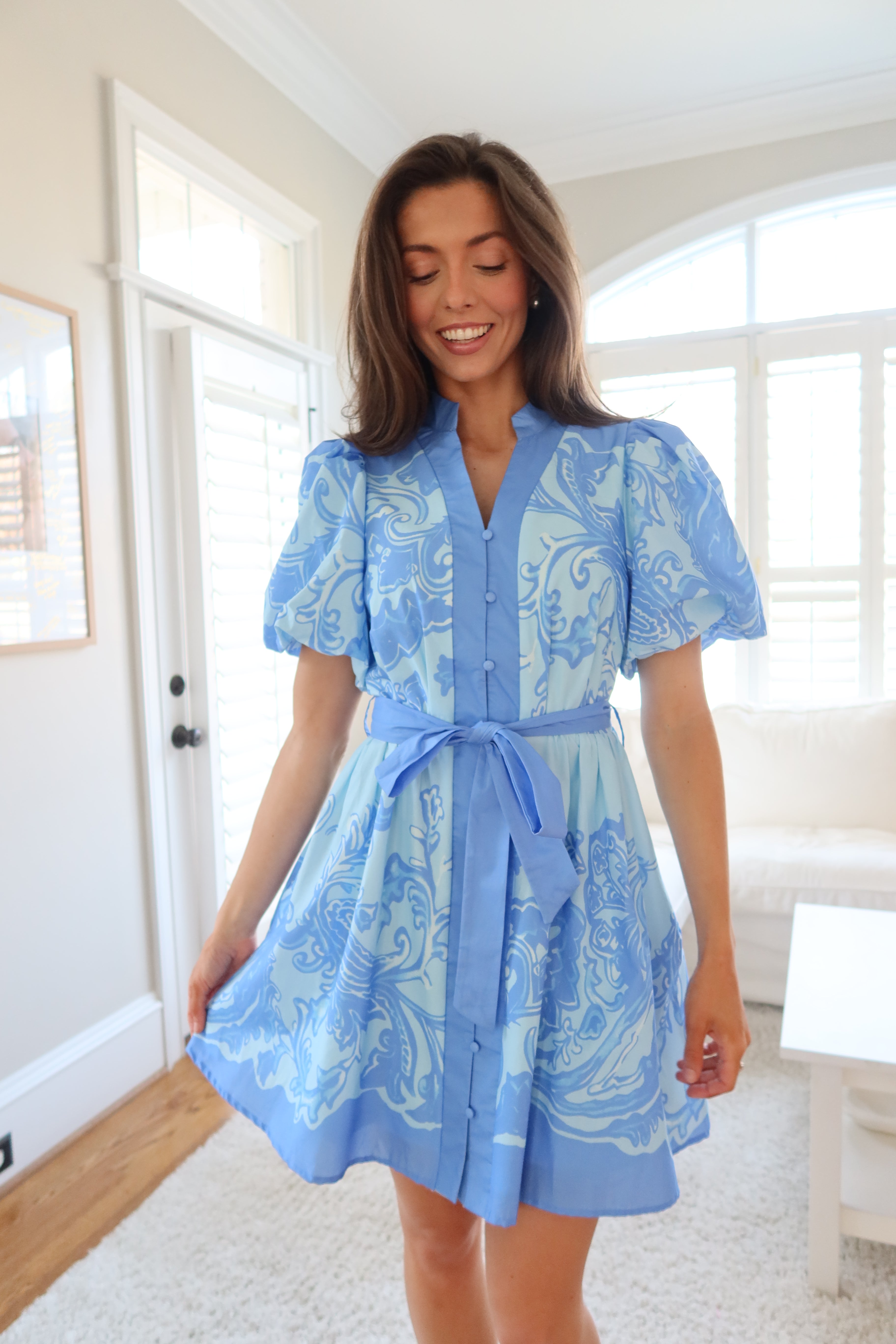 Mosiac Mini Dress- Blue