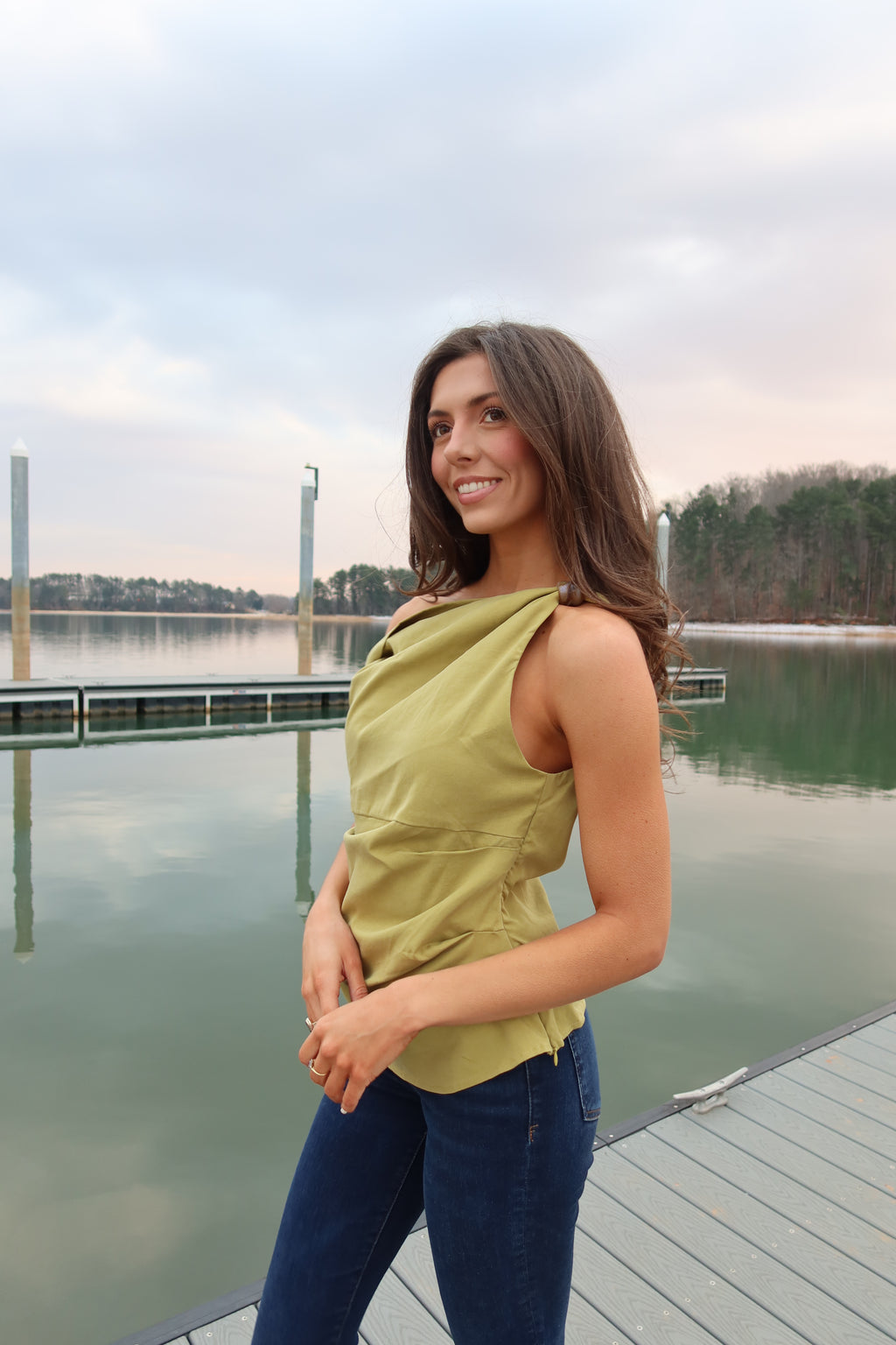 Meadow Twisted Bead Top- Chartreuse