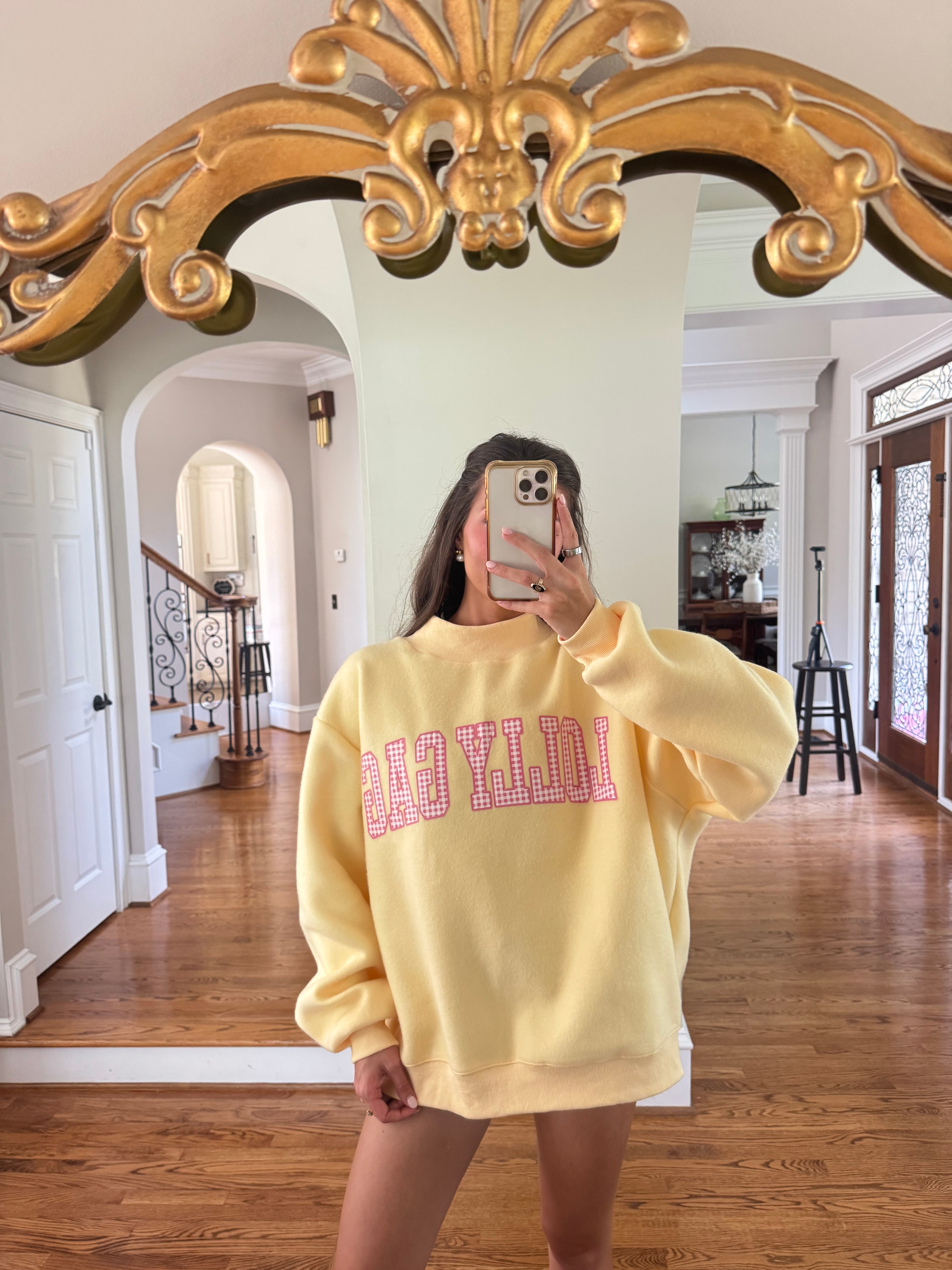 Dilly Dally/Lolly Gag Reversible Sweatshirt- Butter Yellow