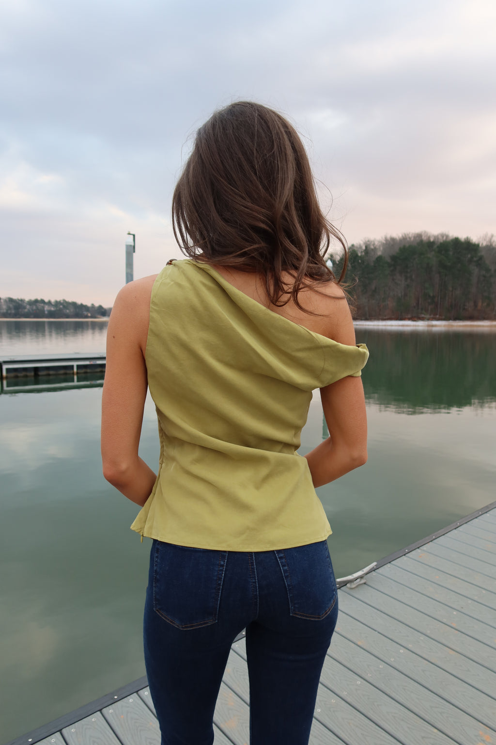 Meadow Twisted Bead Top- Chartreuse