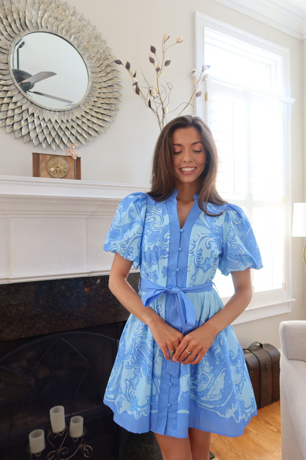 Mosiac Mini Dress- Blue
