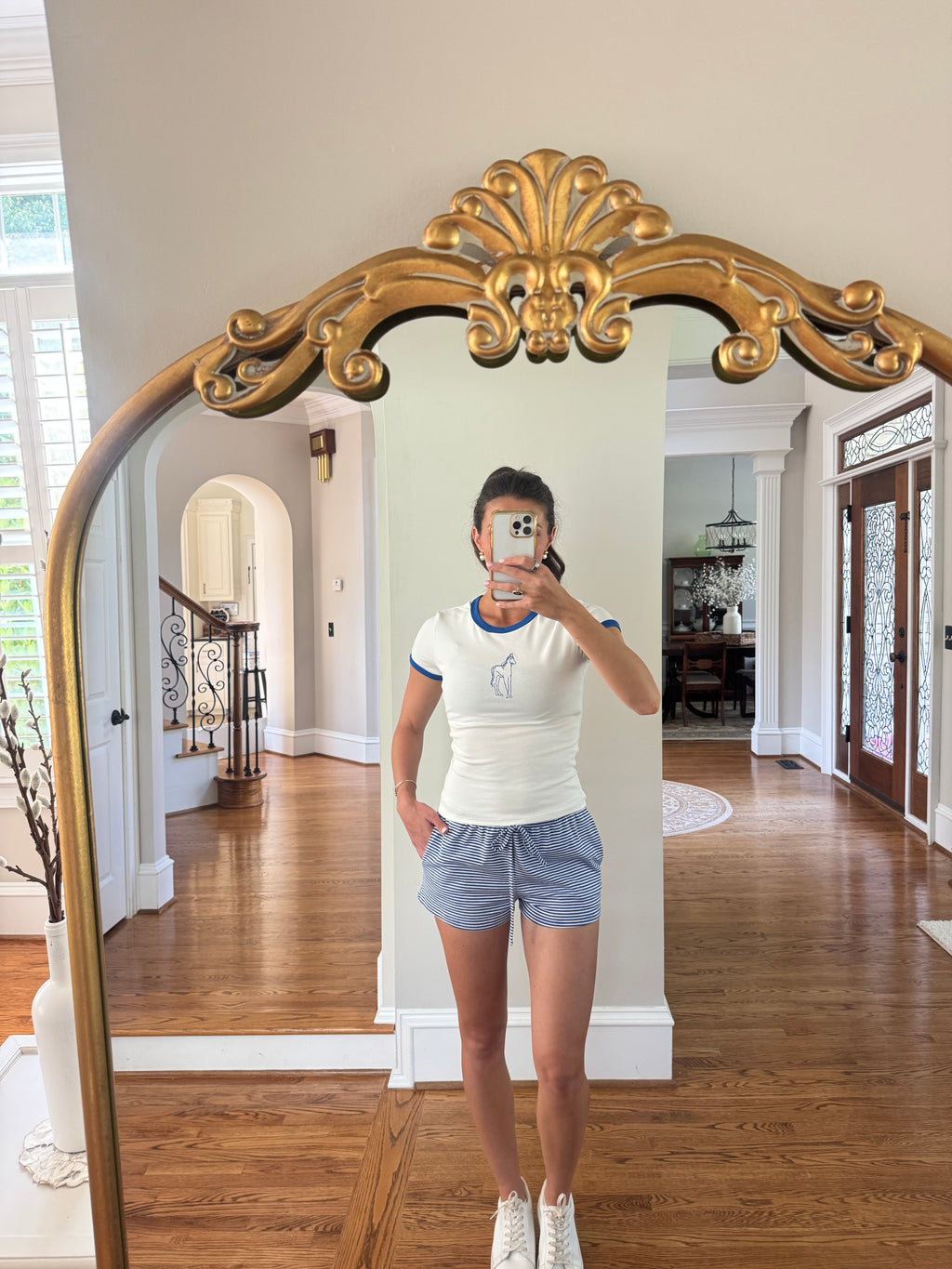 Blue Ribbon Striped Shorts- Blue/White